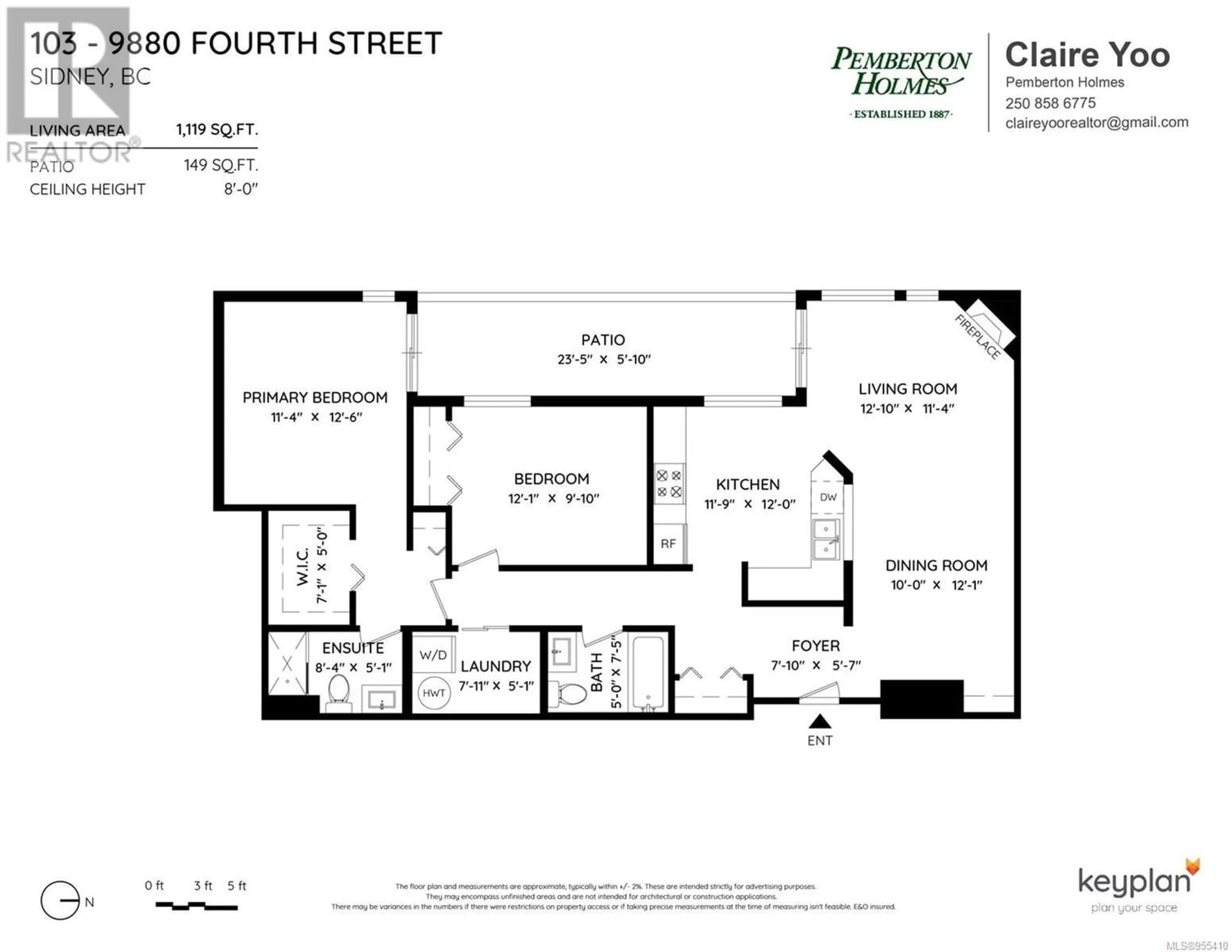 Floor plan for 103 9880 Fourth St, Sidney British Columbia V8L2Z4