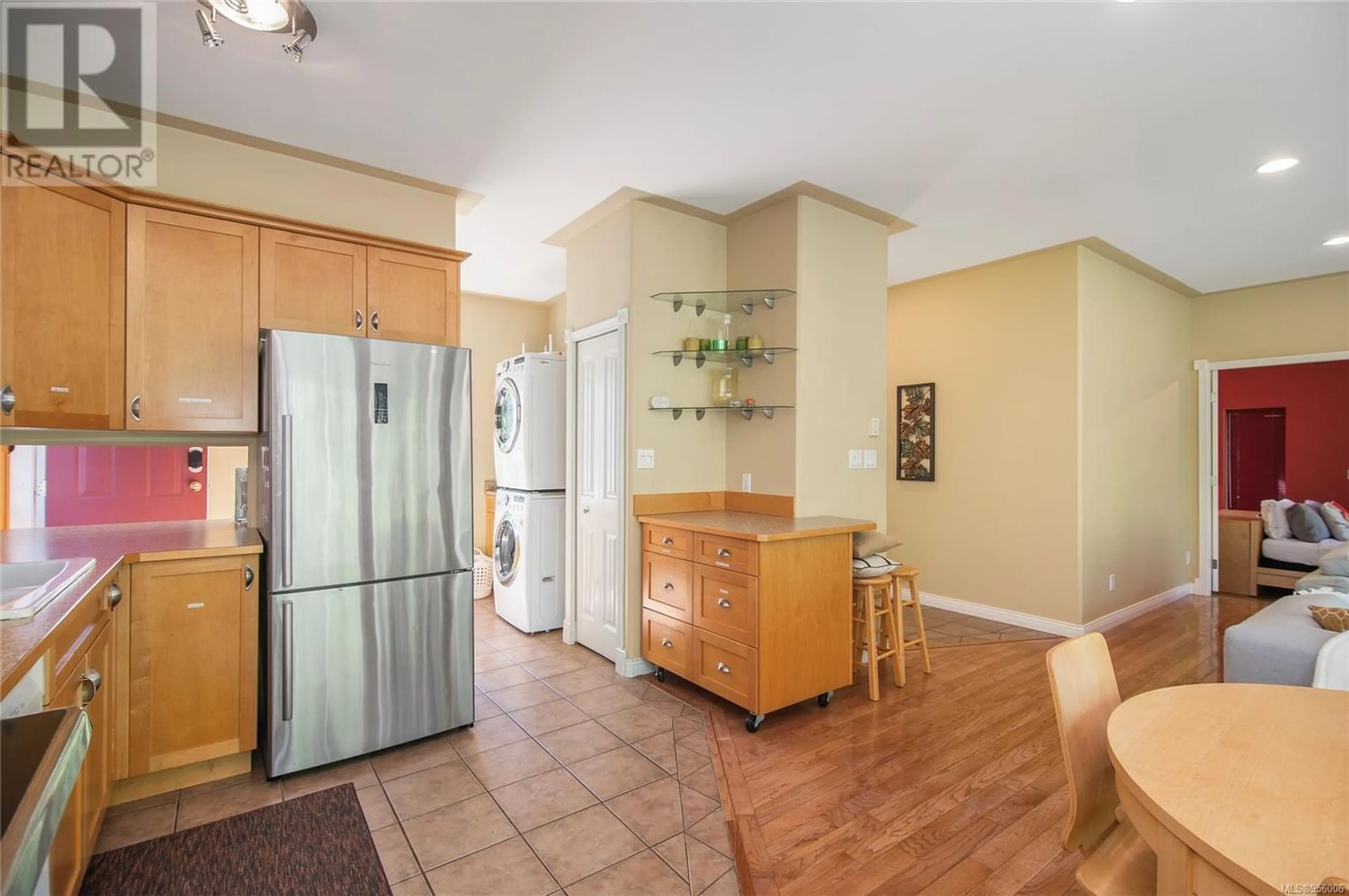 Kitchen, wood floors, cottage for 2420 Campbell River Rd, Campbell River British Columbia V9W4N7