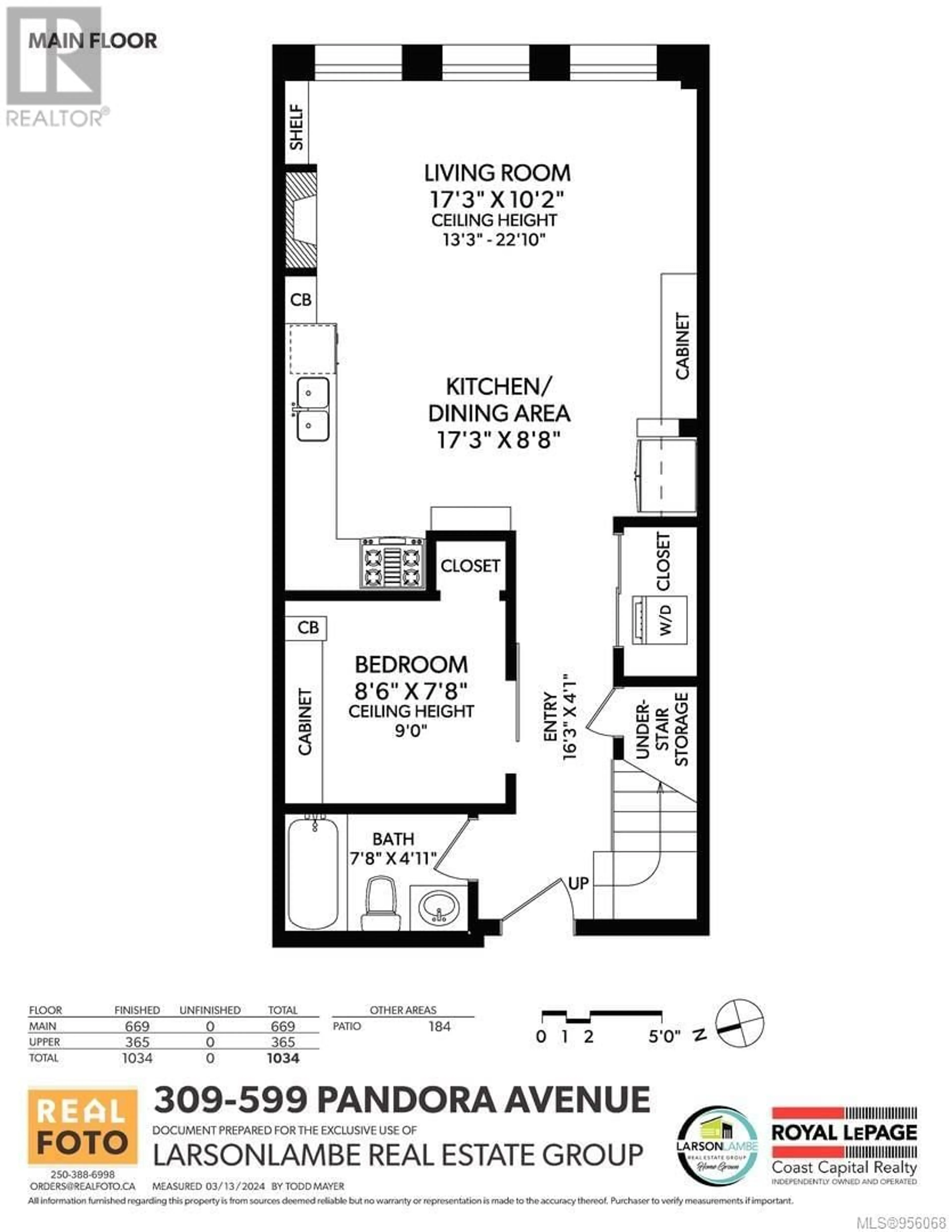 Floor plan for 309 599 Pandora Ave, Victoria British Columbia V8W1N5