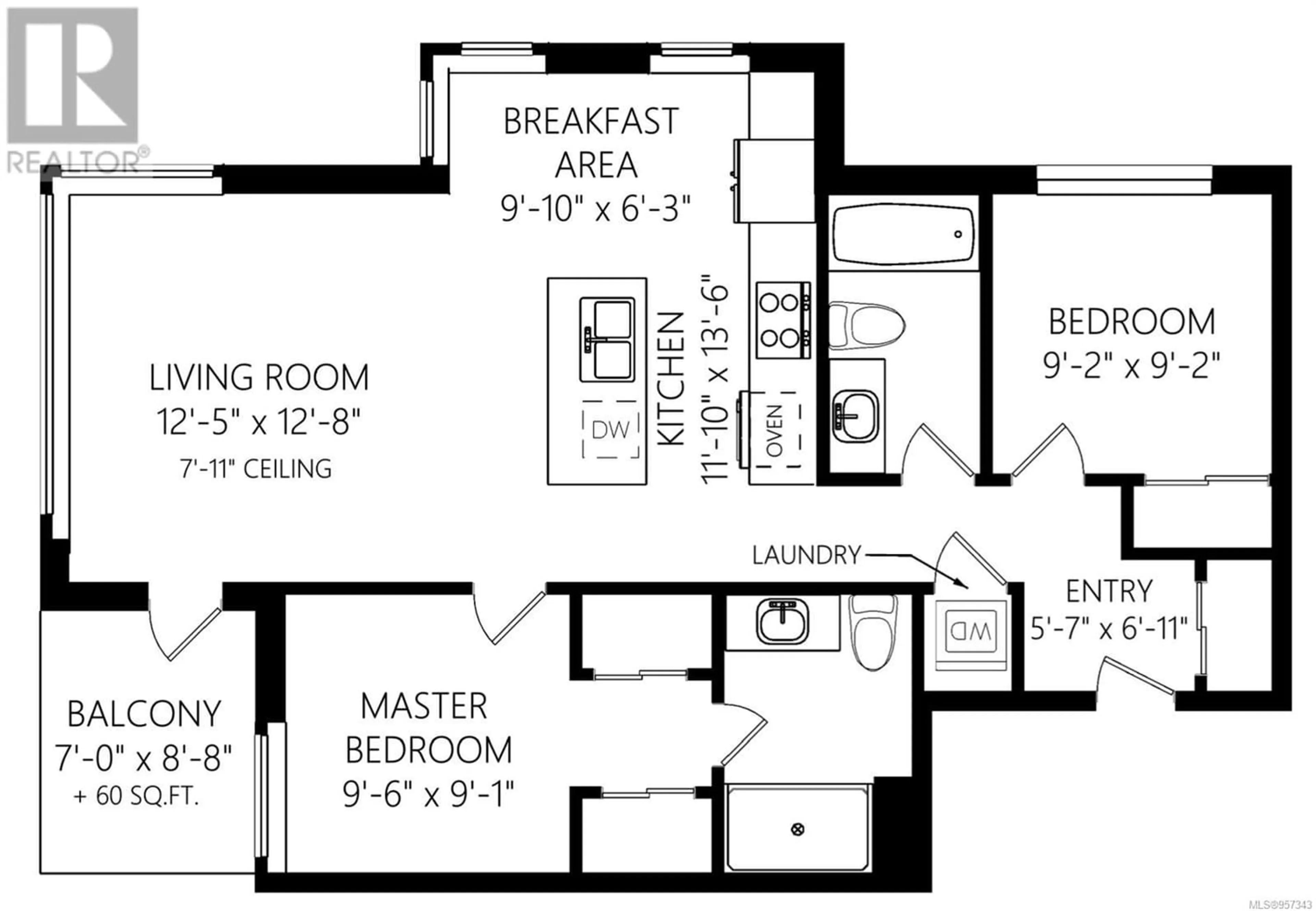 Floor plan for 1505 960 Yates St, Victoria British Columbia V8V3M3