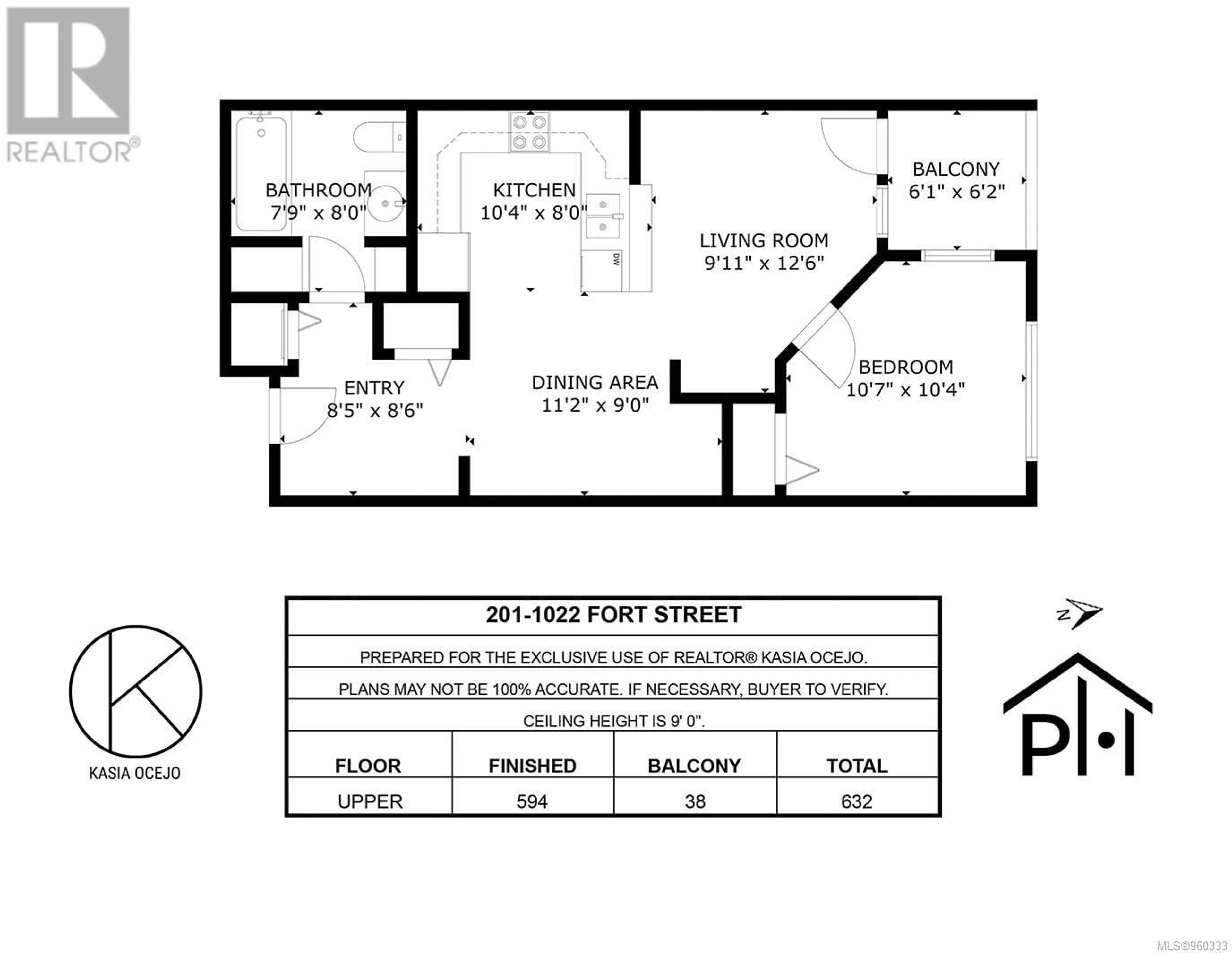 Floor plan for 201 1022 Fort St, Victoria British Columbia V8V3K4