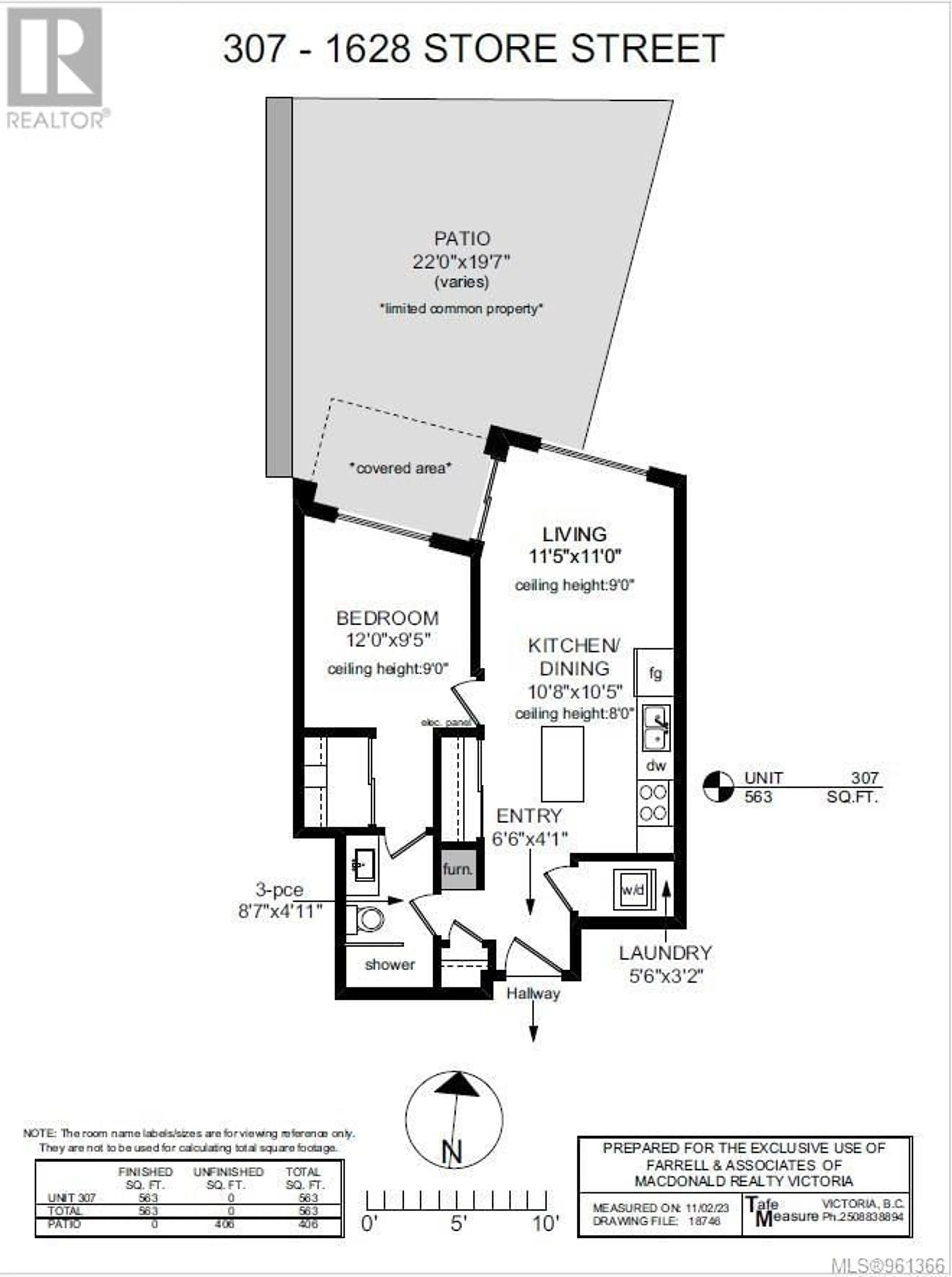 Floor plan for 307 1628 Store St, Victoria British Columbia V8W0H1