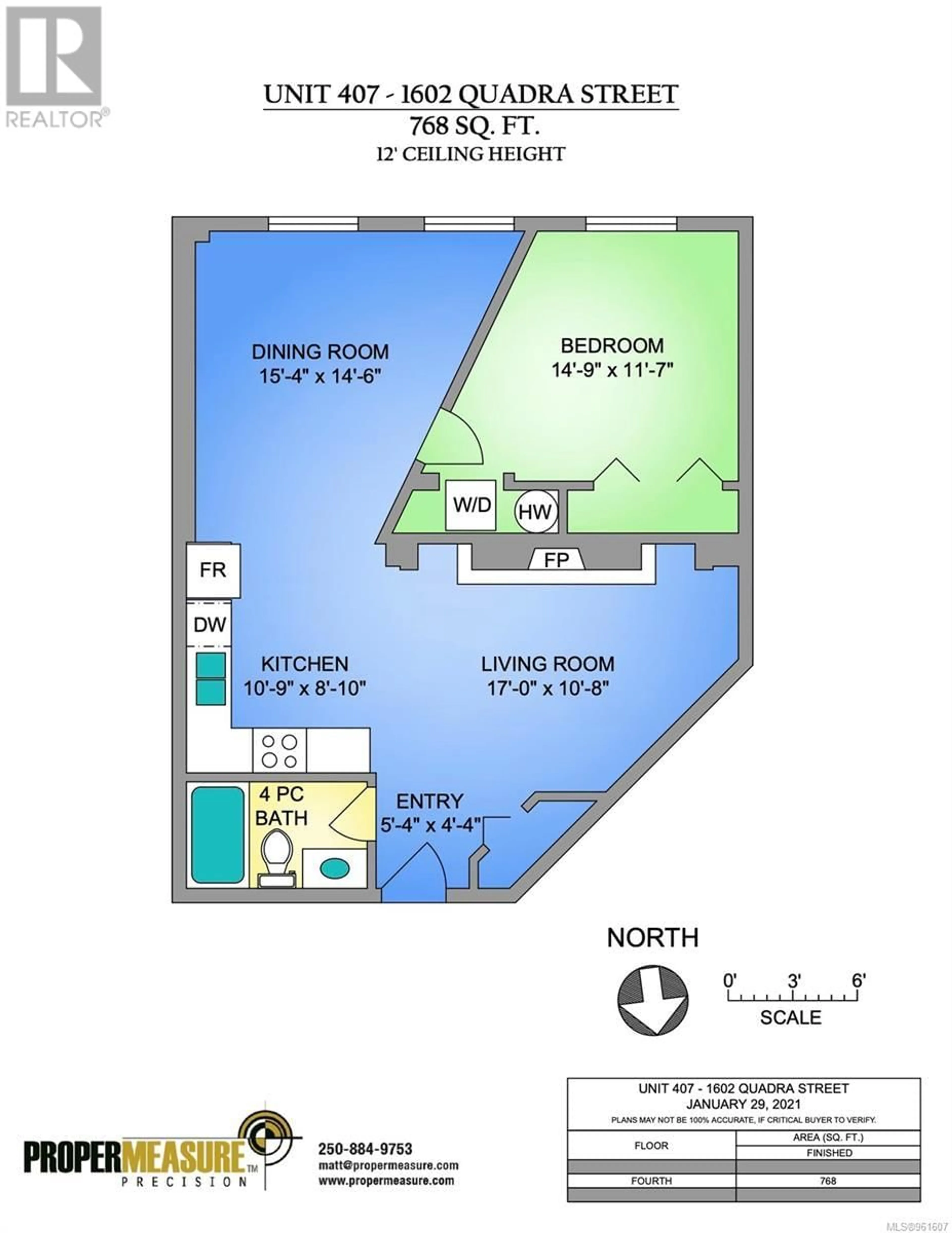 Floor plan for 407 1602 Quadra St, Victoria British Columbia V8W2L4