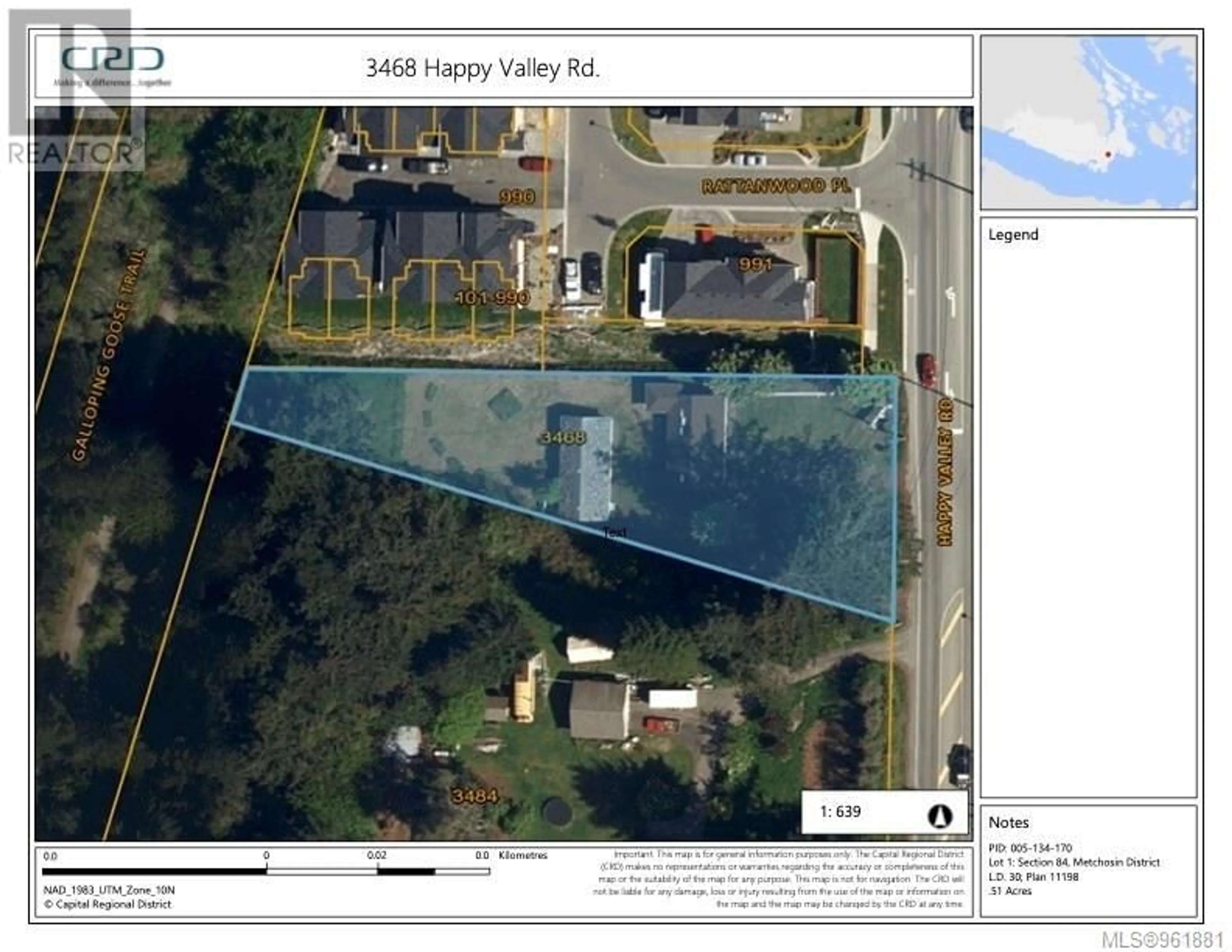 Picture of a map for 3468 Happy Valley Rd, Langford British Columbia V9C2Y1