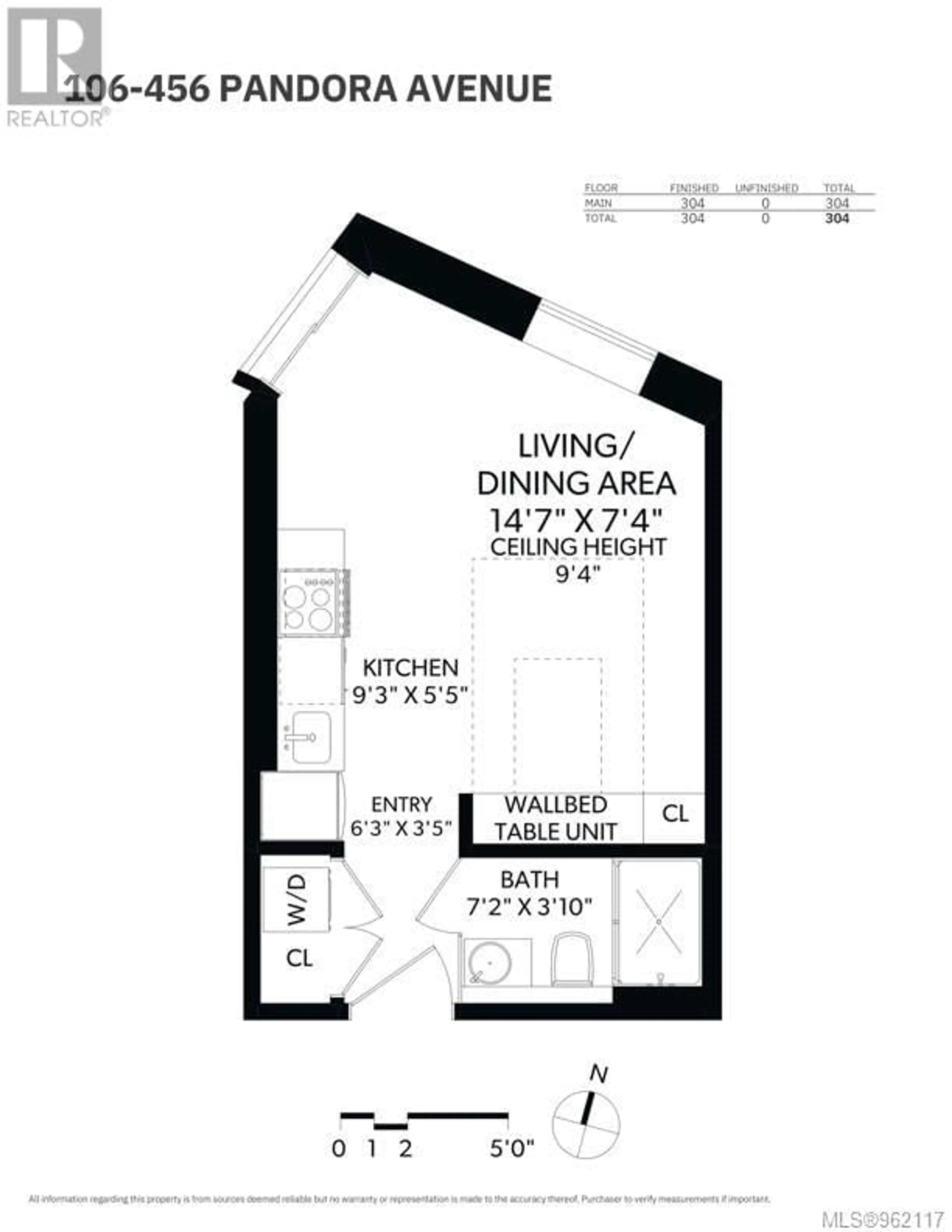 Floor plan for 106 456 Pandora Ave, Victoria British Columbia V9W0E3