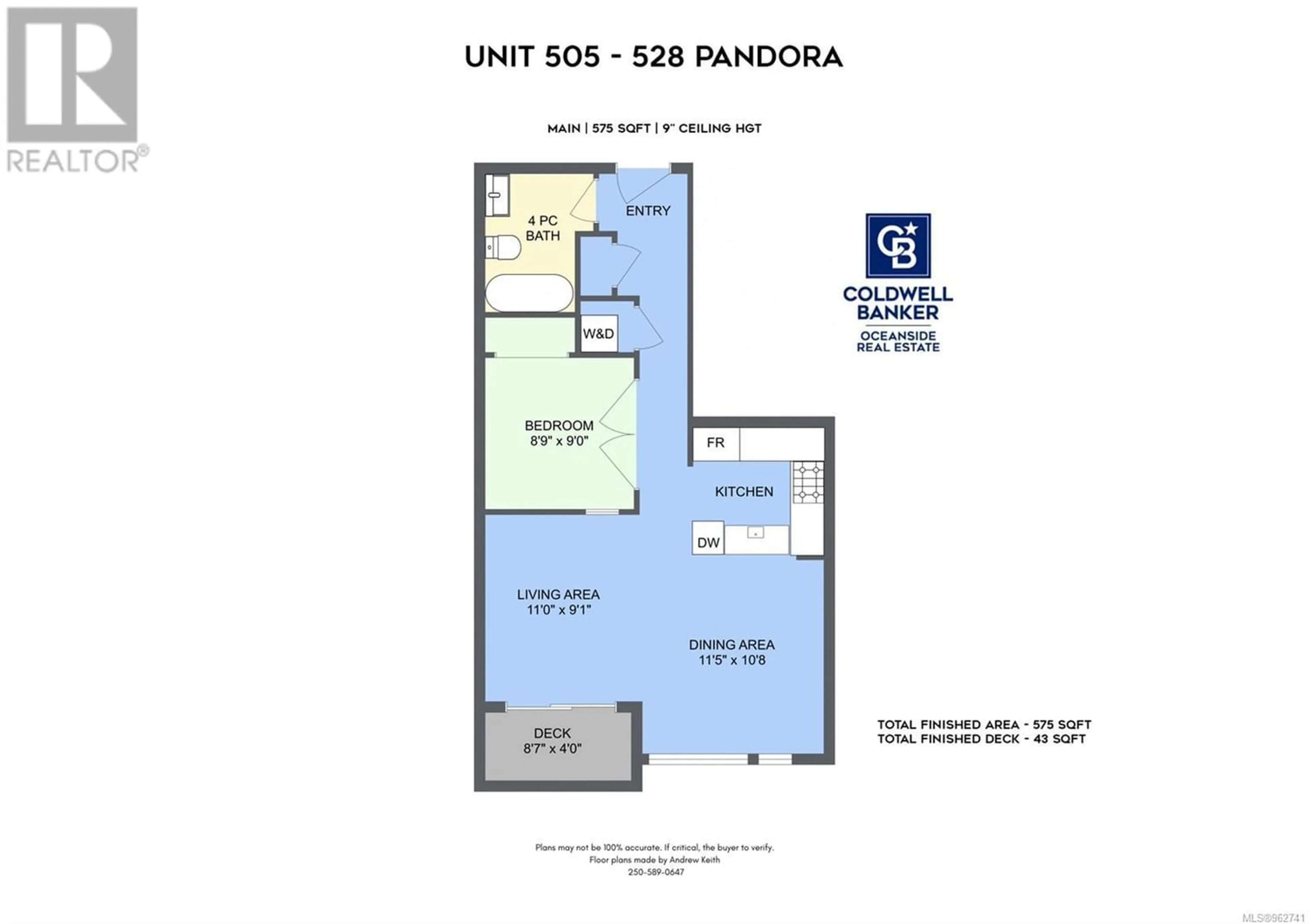 Floor plan for 505 528 Pandora Ave, Victoria British Columbia V8W0C6