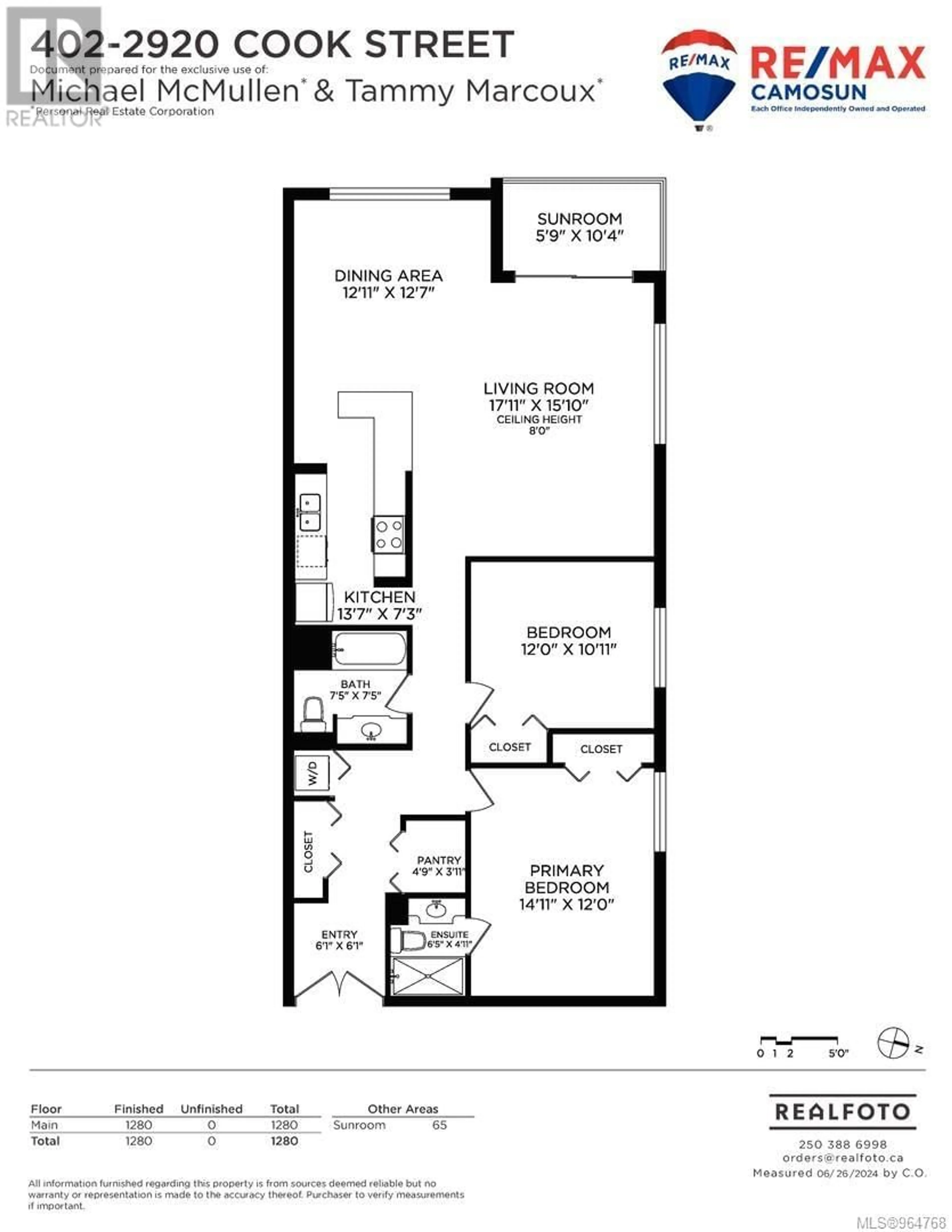 Floor plan for 402 2920 Cook St, Victoria British Columbia V8T3S7