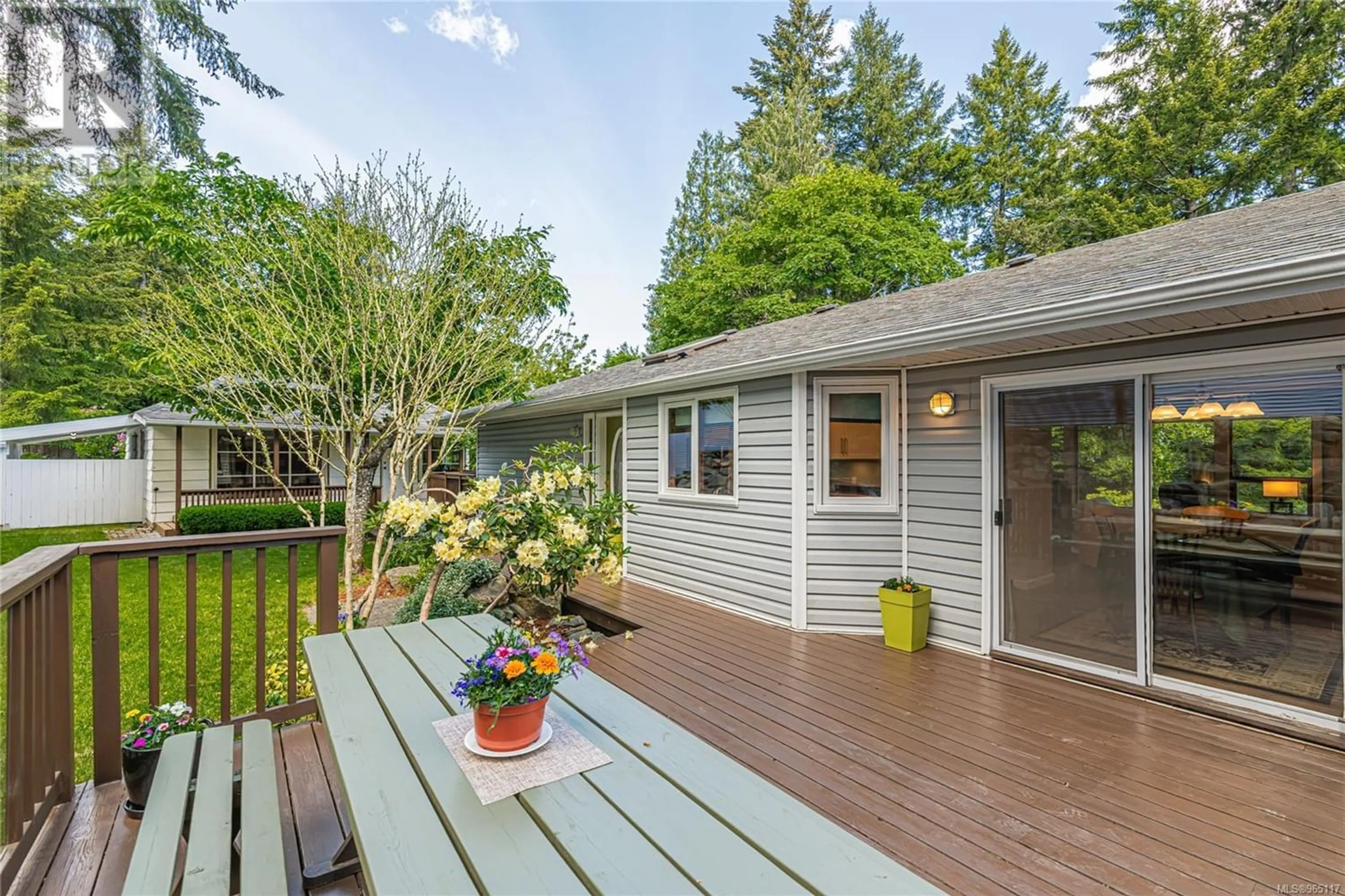 Patio, the fenced backyard for 141 Cranberry Rd, Salt Spring British Columbia V8K2G8