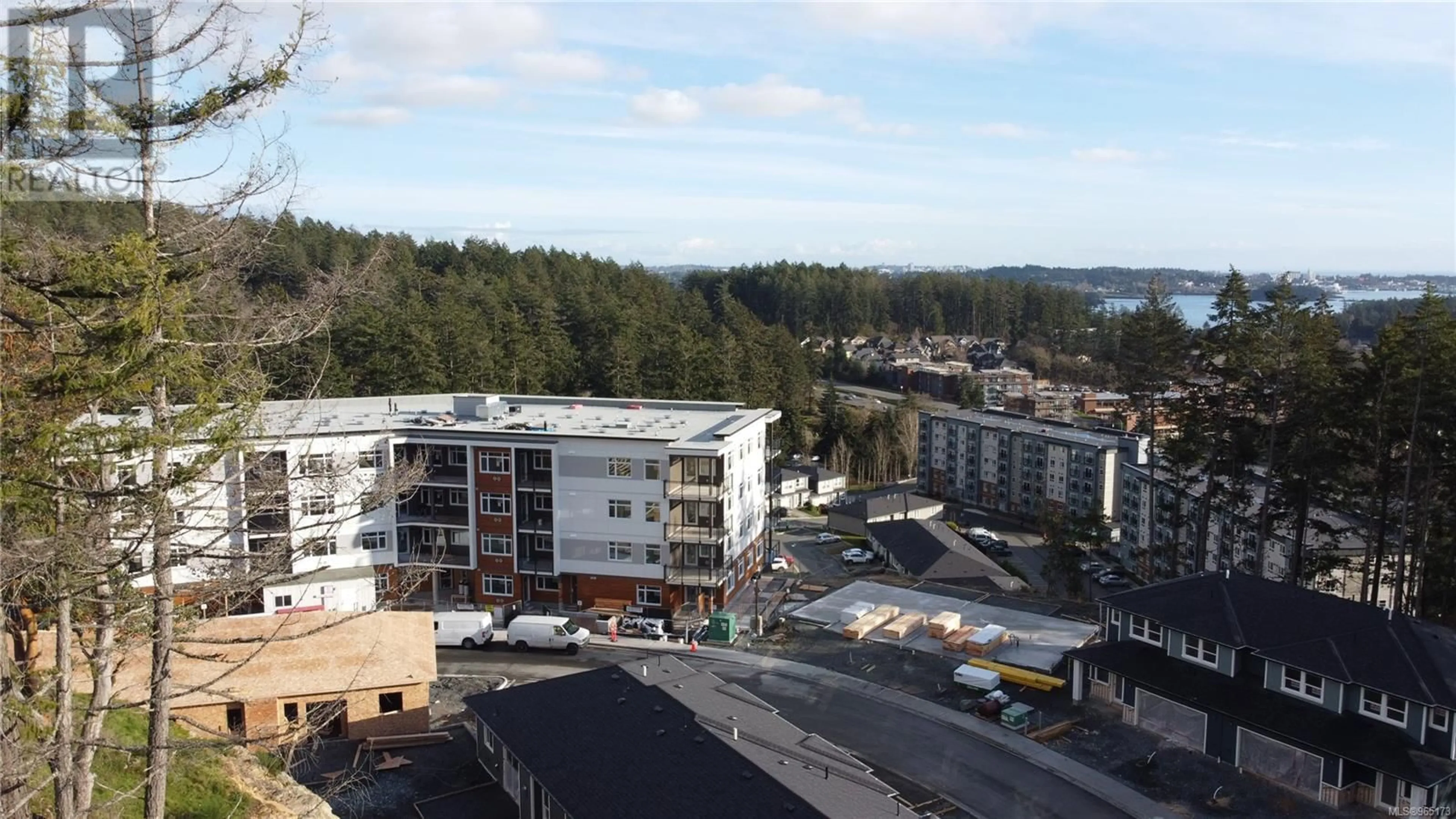 A pic from outside/outdoor area/front of a property/back of a property/a pic from drone, city buildings view from balcony for 410 - 2000 WEST PARK LANE, View Royal British Columbia V9B3R7