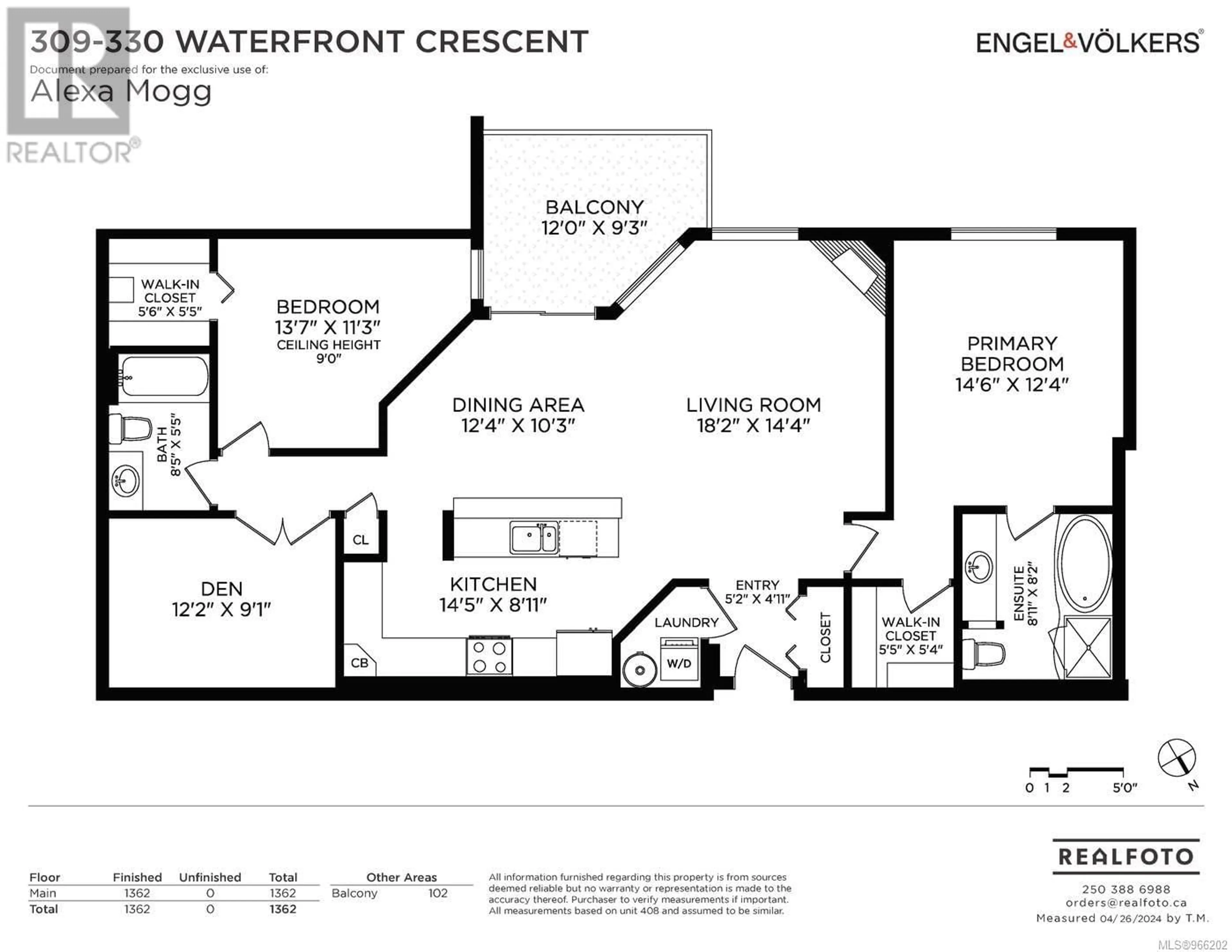 Floor plan for 309 330 Waterfront Cres, Victoria British Columbia V8T5K3