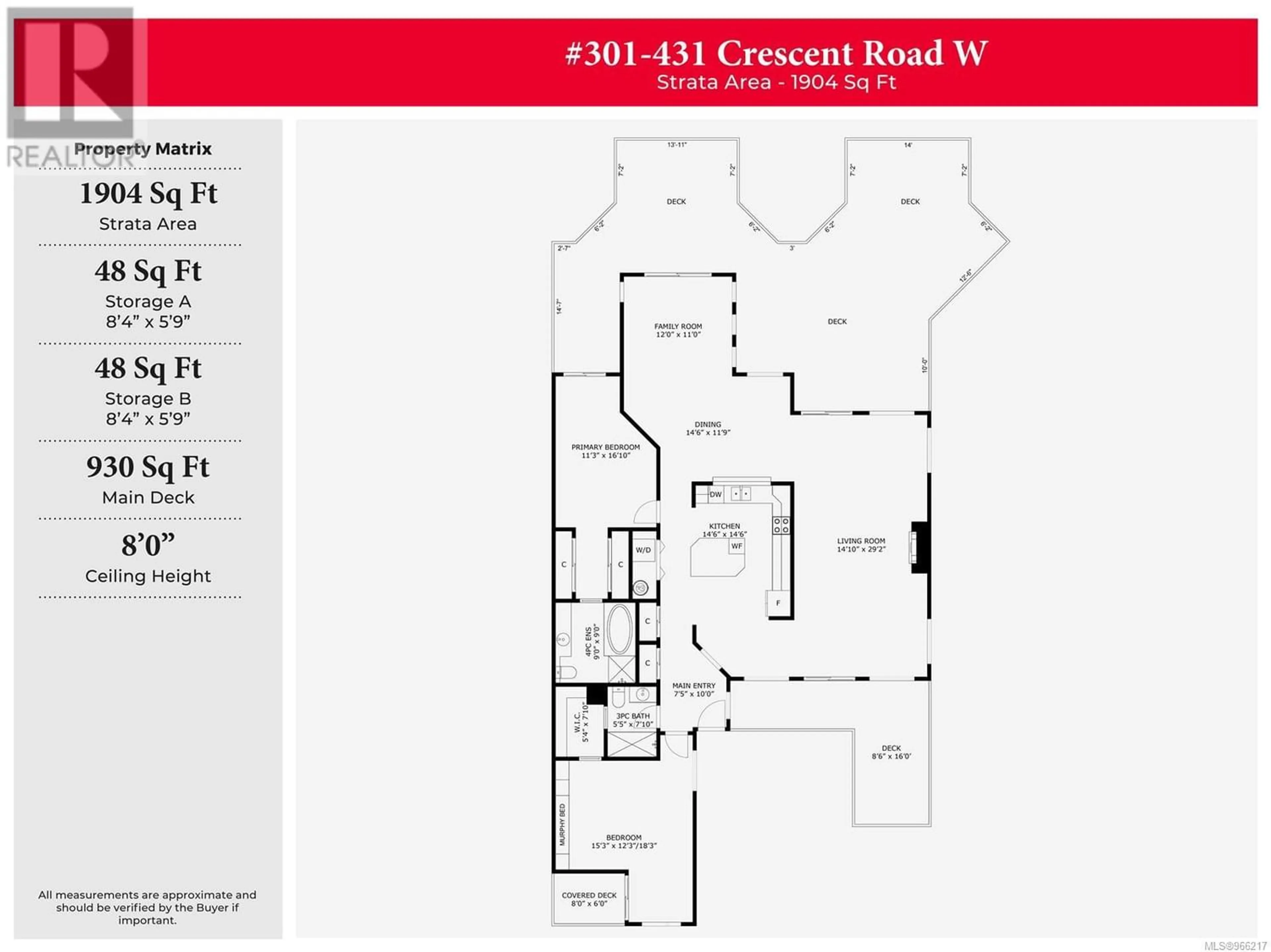 Floor plan for 301 431 Crescent Rd W, Qualicum Beach British Columbia V9K2K2