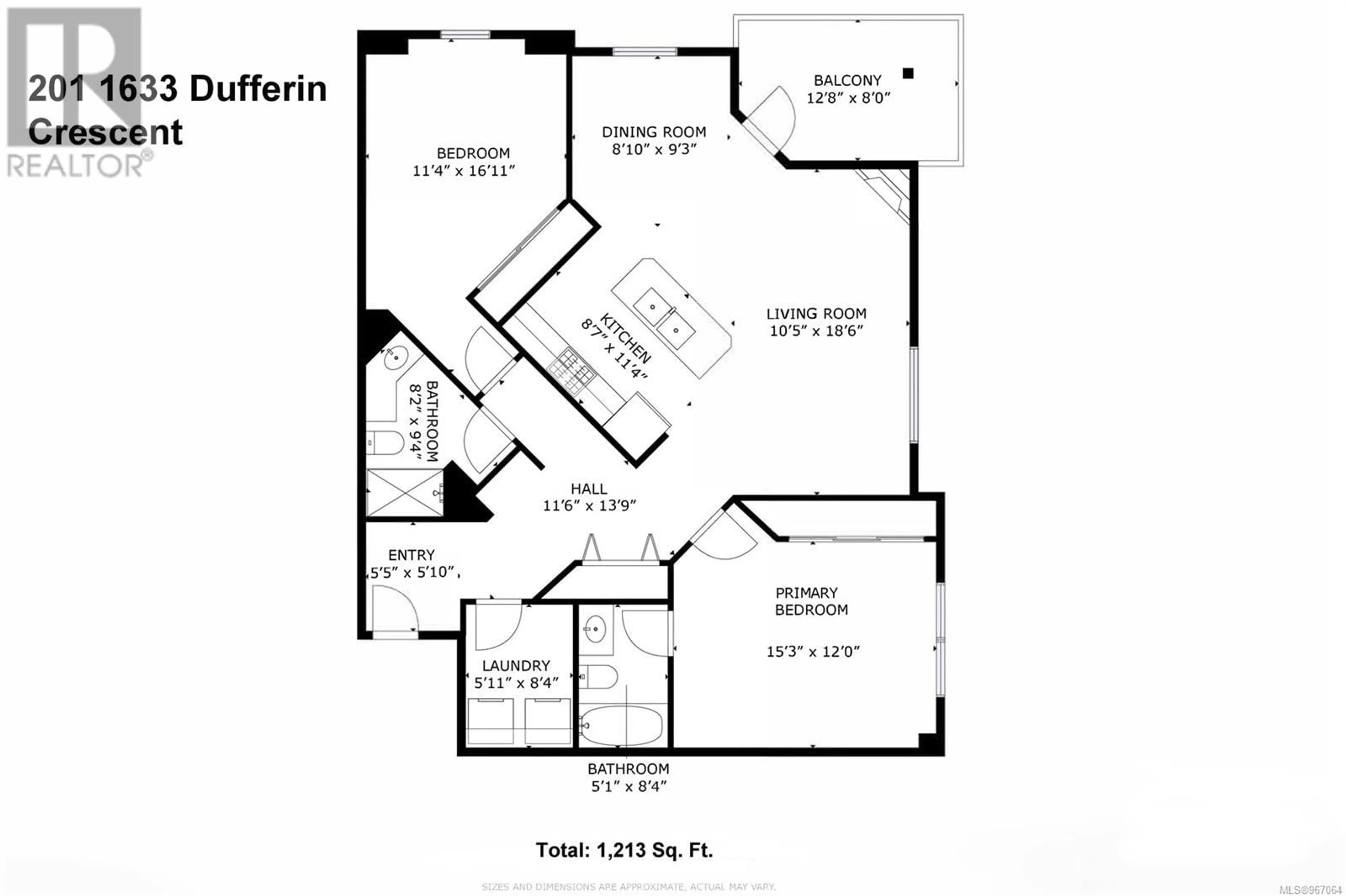 Floor plan for 201 1633 Dufferin Cres, Nanaimo British Columbia V9S5T4