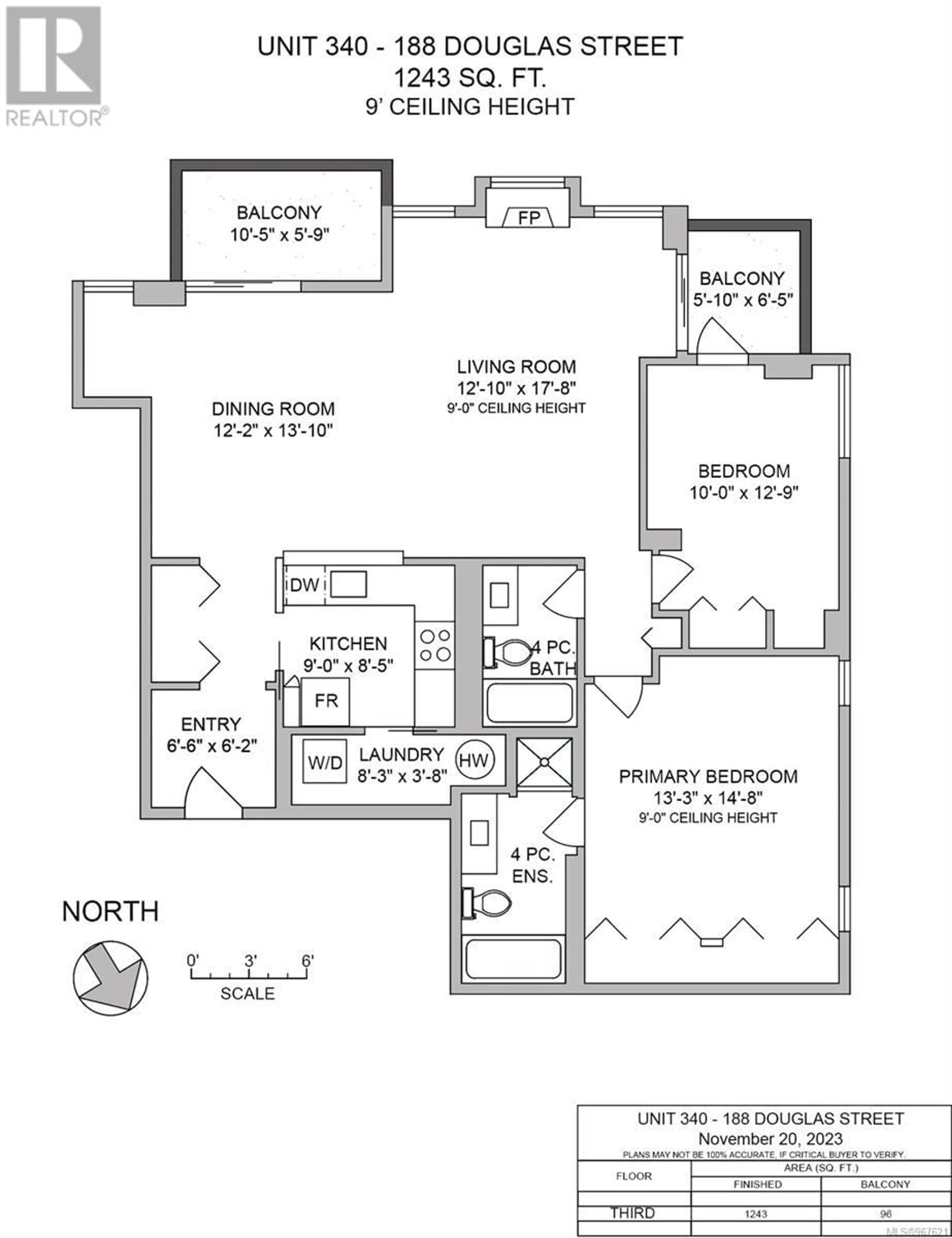 Floor plan for 340 188 Douglas St, Victoria British Columbia V8V2P1