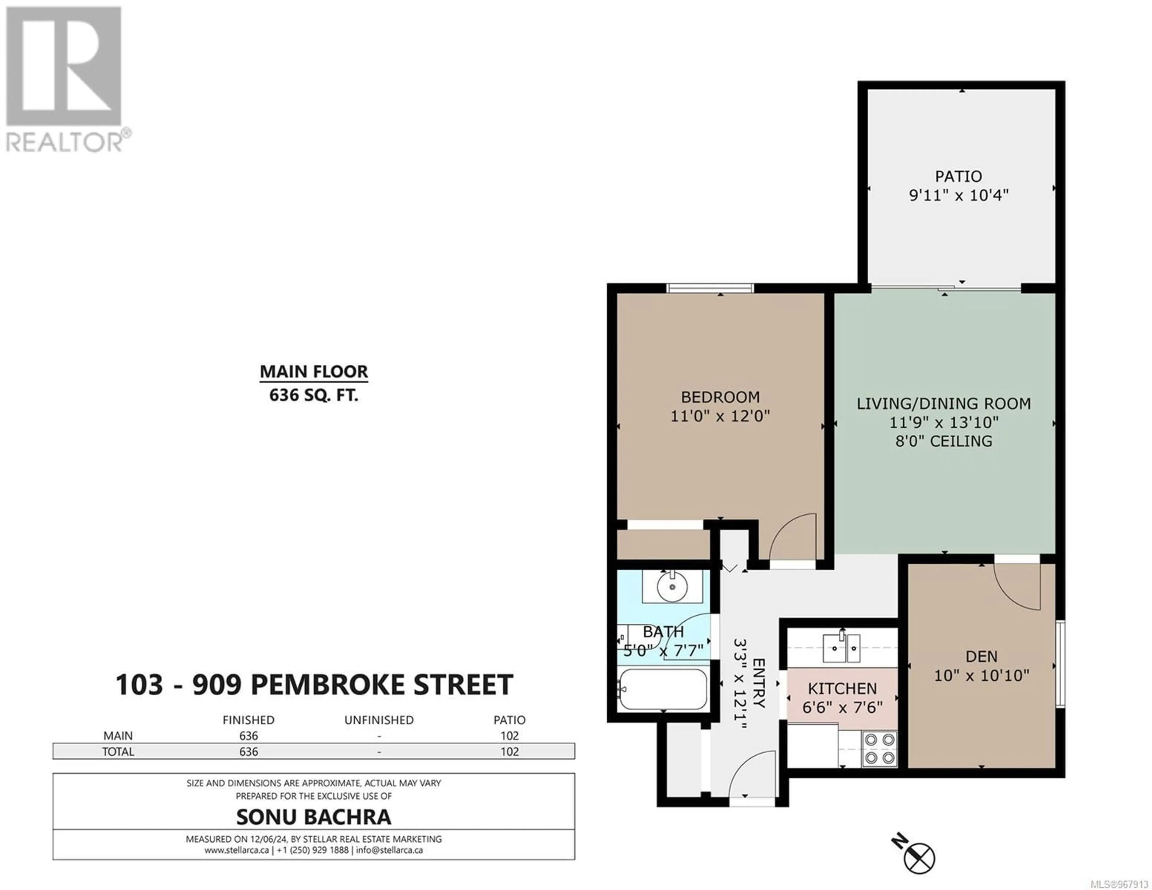 Floor plan for 103 909 Pembroke St, Victoria British Columbia V8T4Z5