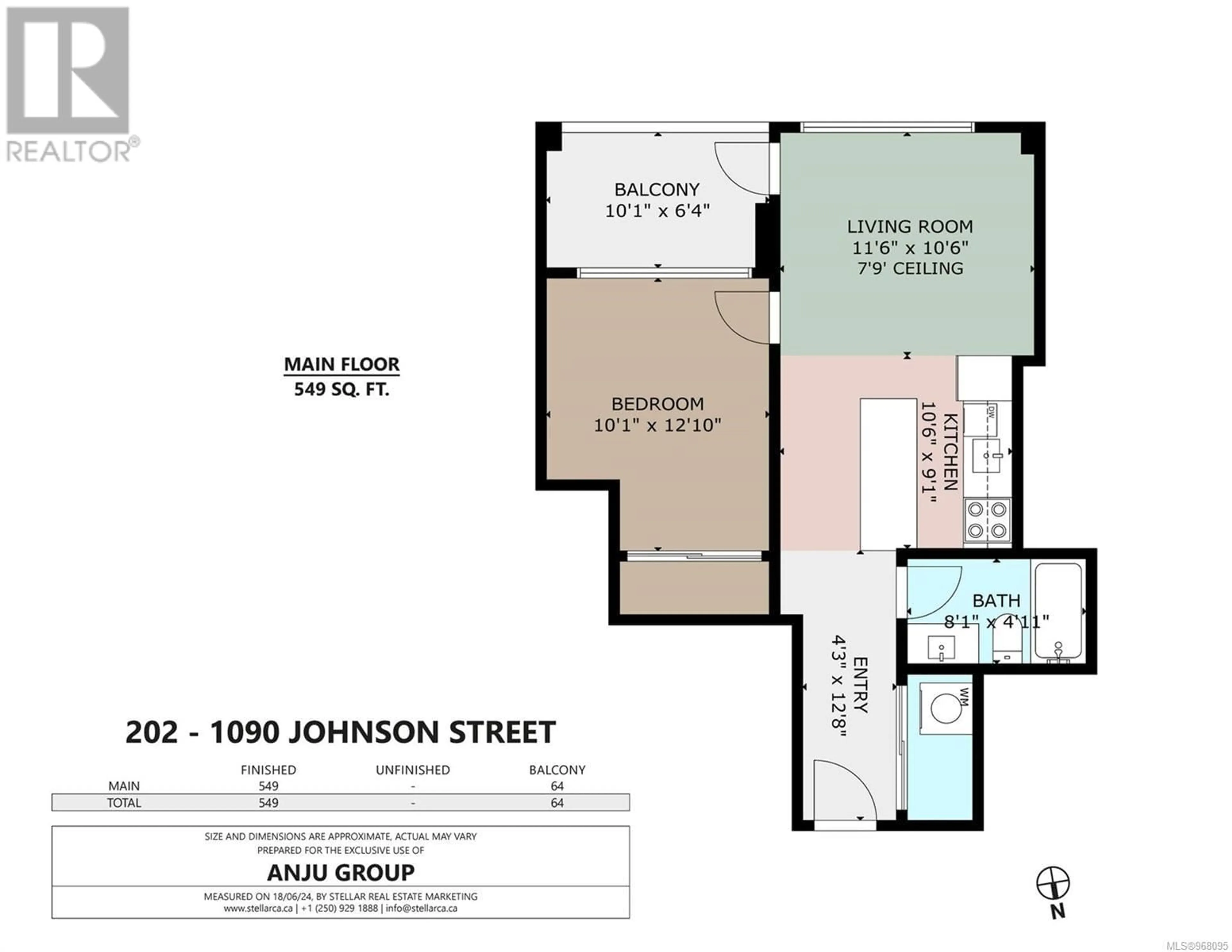 Floor plan for 202 1090 Johnson St, Victoria British Columbia V8V0B3