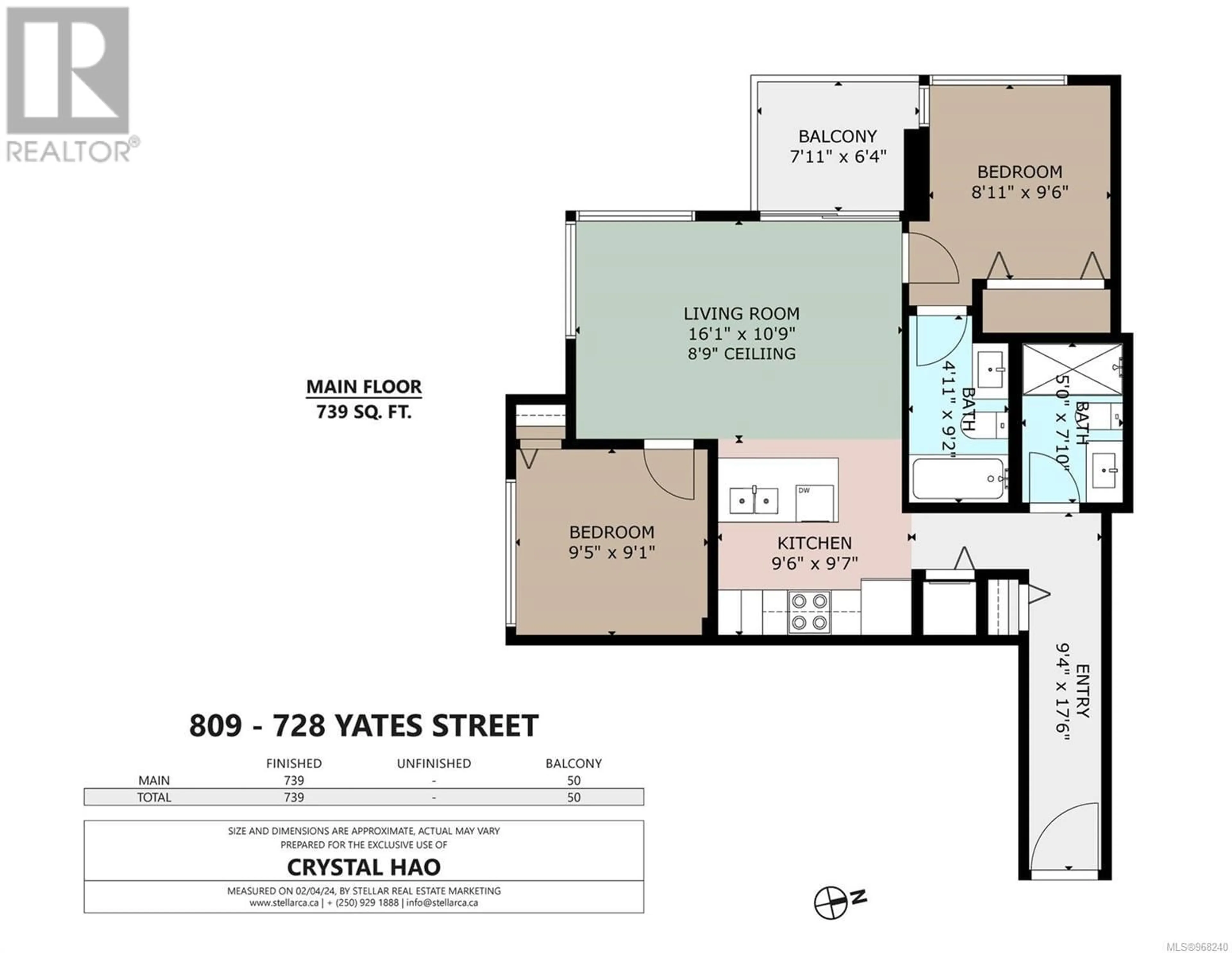 Floor plan for 809 728 Yates St, Victoria British Columbia V8W0C8