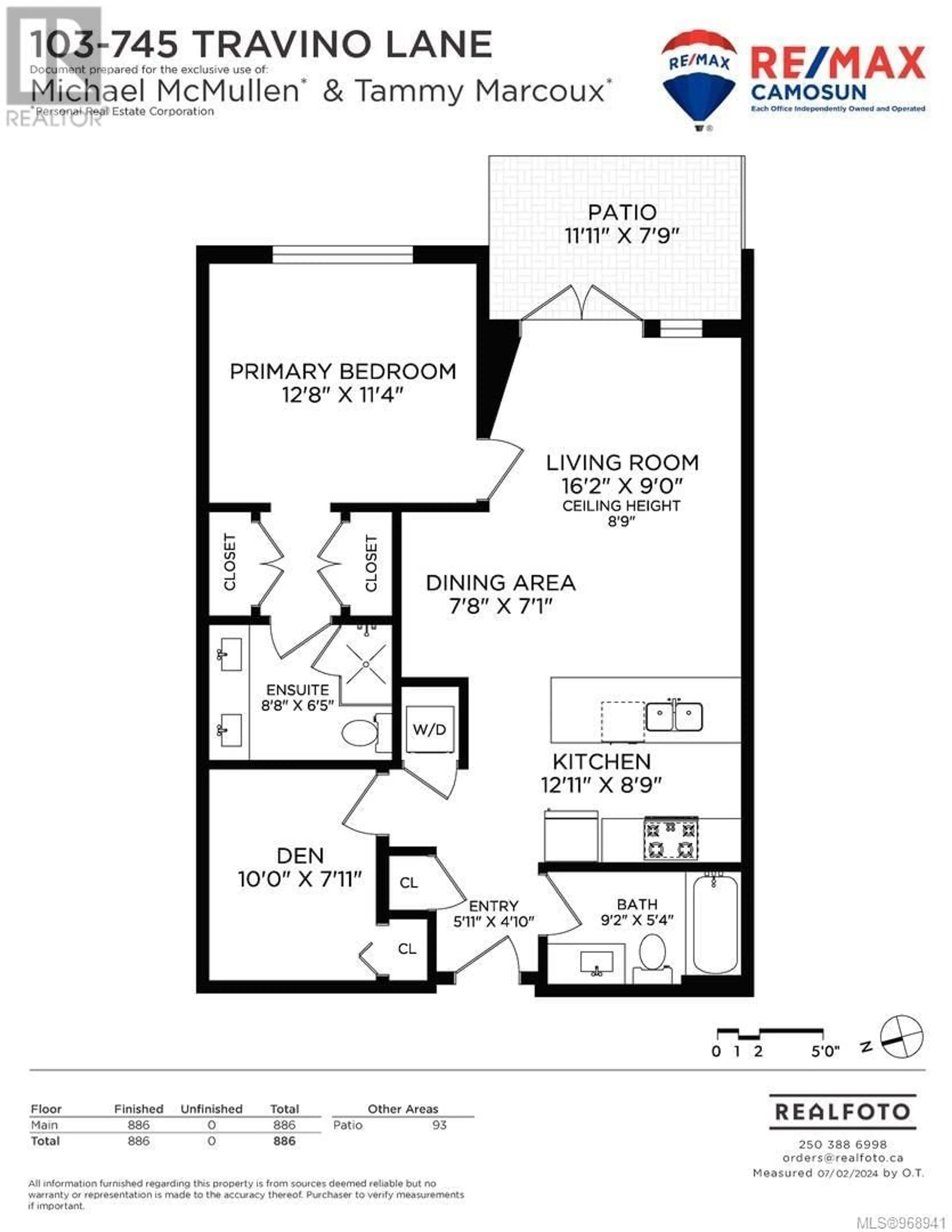 Floor plan for 103 745 Travino Lane, Saanich British Columbia V8Z0E5