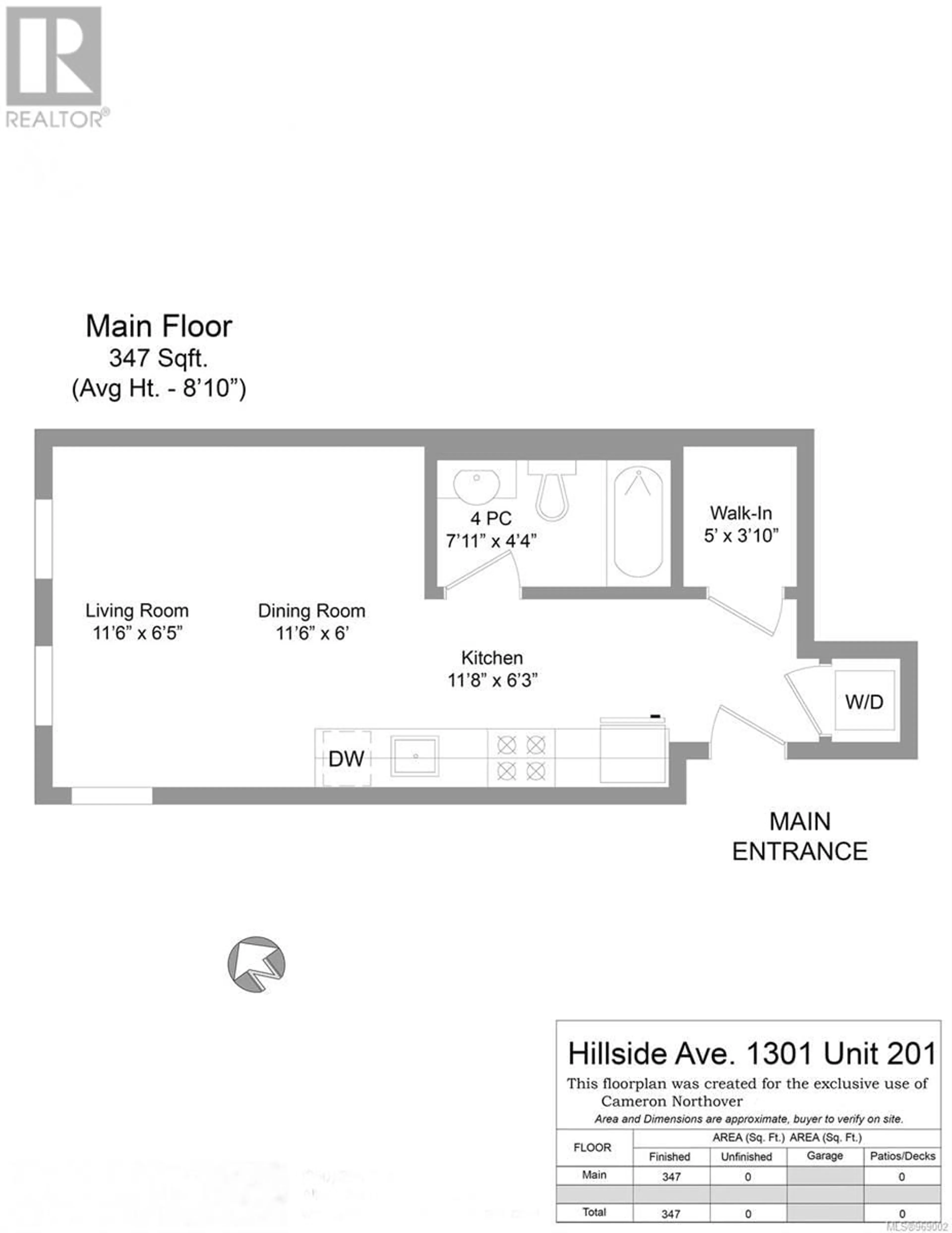 Floor plan for 201 1301 Hillside Ave, Victoria British Columbia V8T2B3