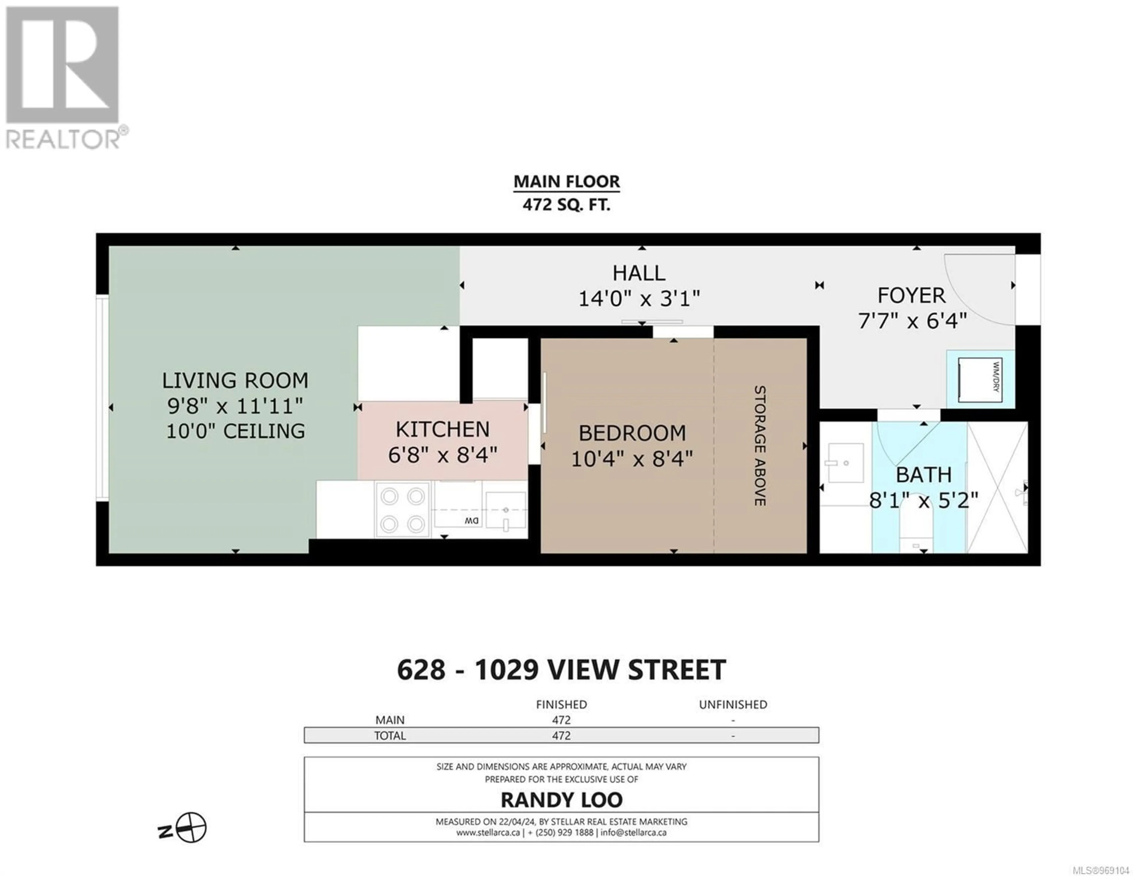 Floor plan for 628 1029 View St, Victoria British Columbia V8V0C9