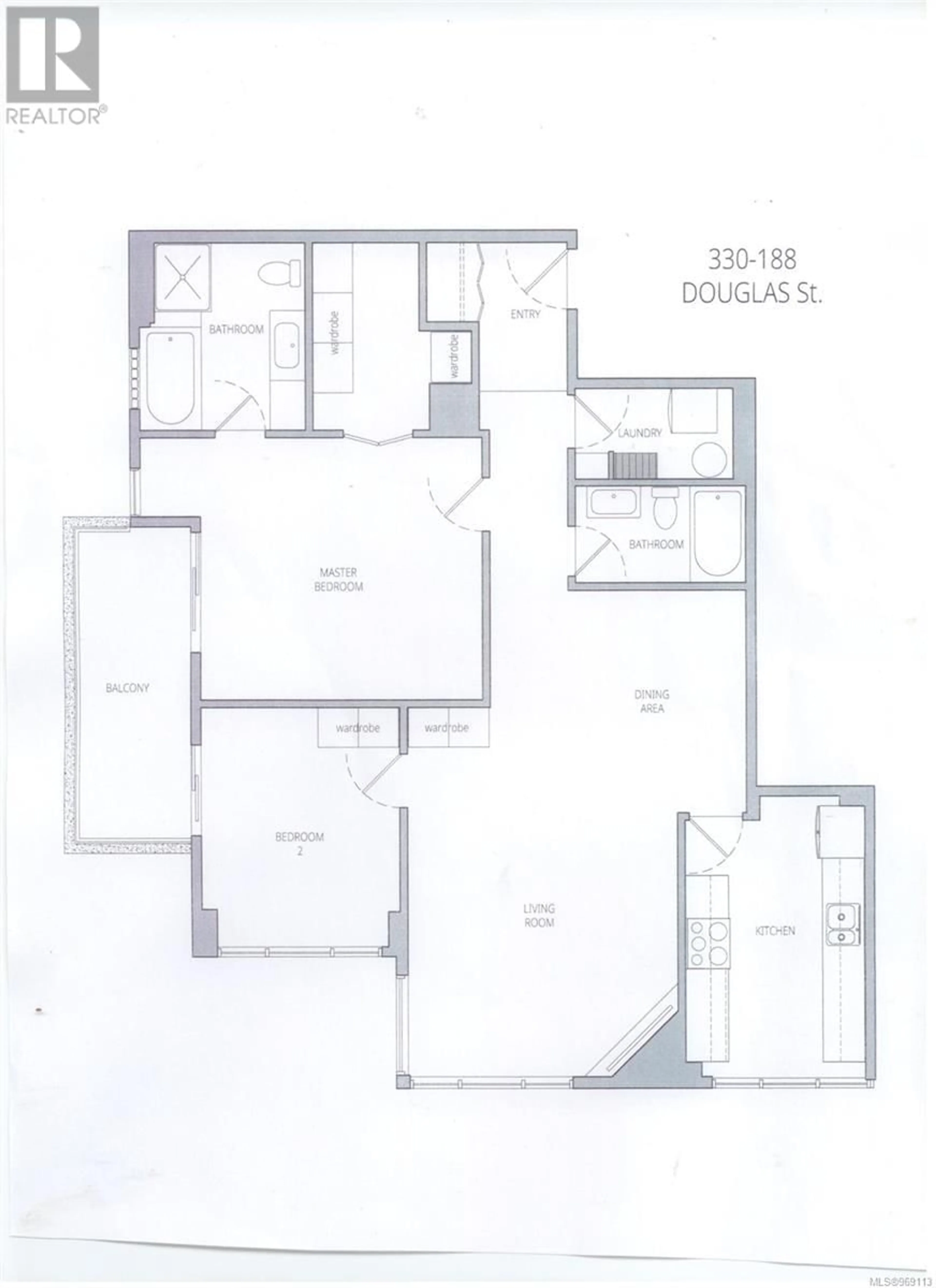 Floor plan for 330 188 Douglas St, Victoria British Columbia V8V2P1