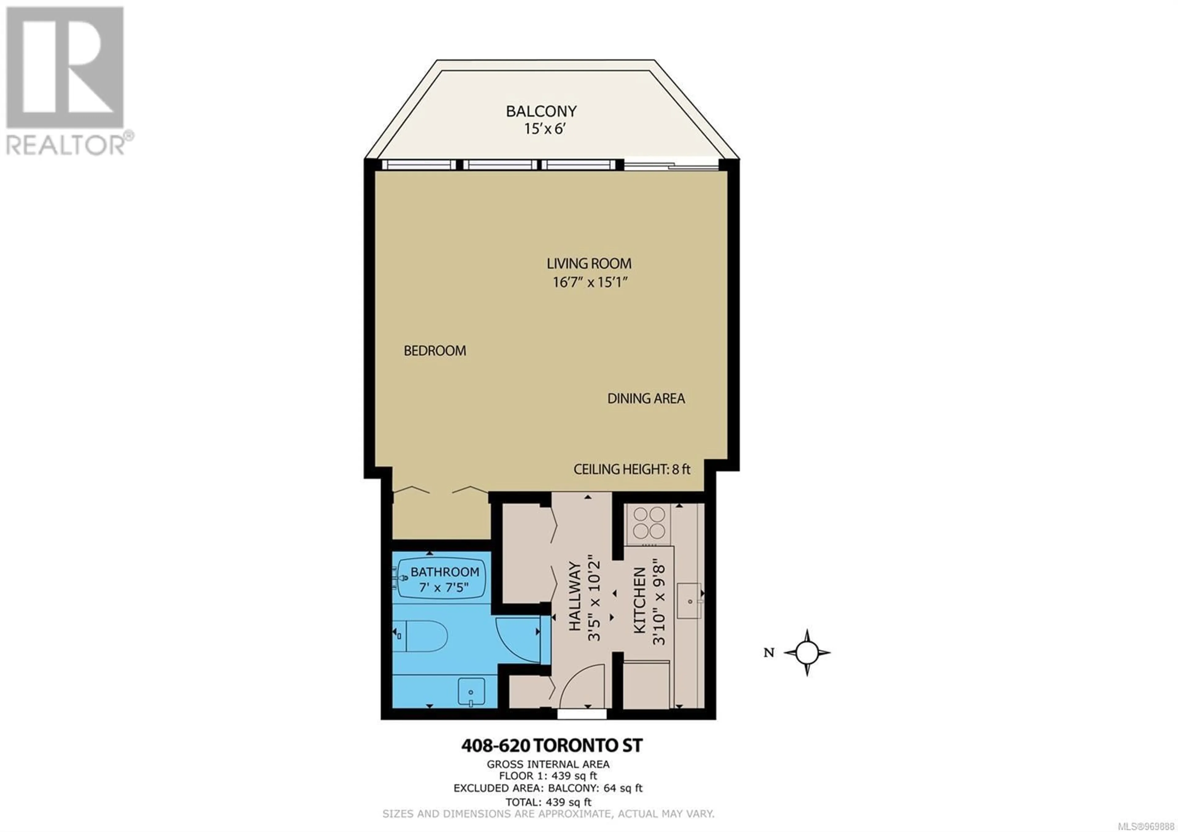 Floor plan for 408 620 Toronto St, Victoria British Columbia V8V1P7