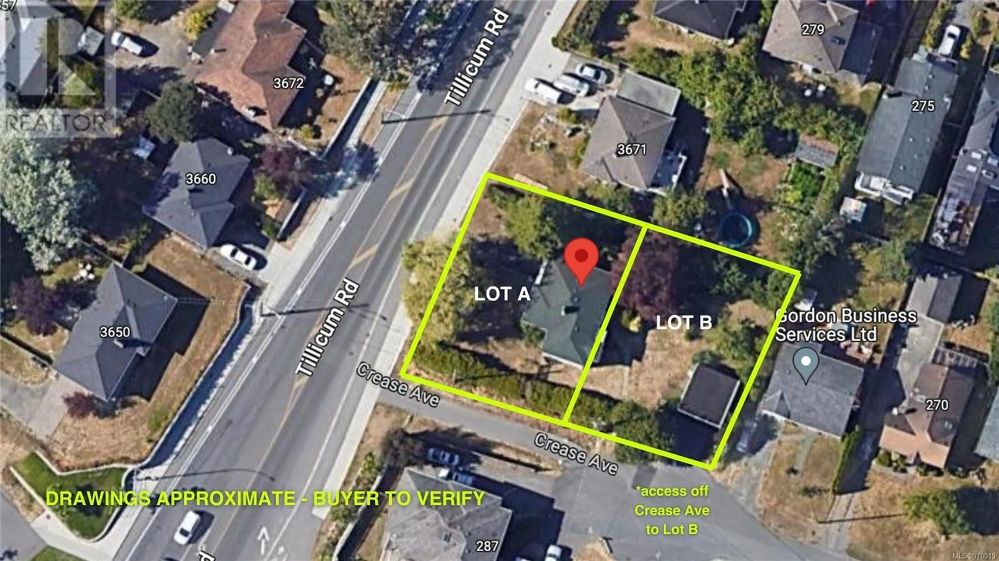 Picture of a map for LOT A&B 3661 Tillicum Rd, Saanich British Columbia V8Z4H7
