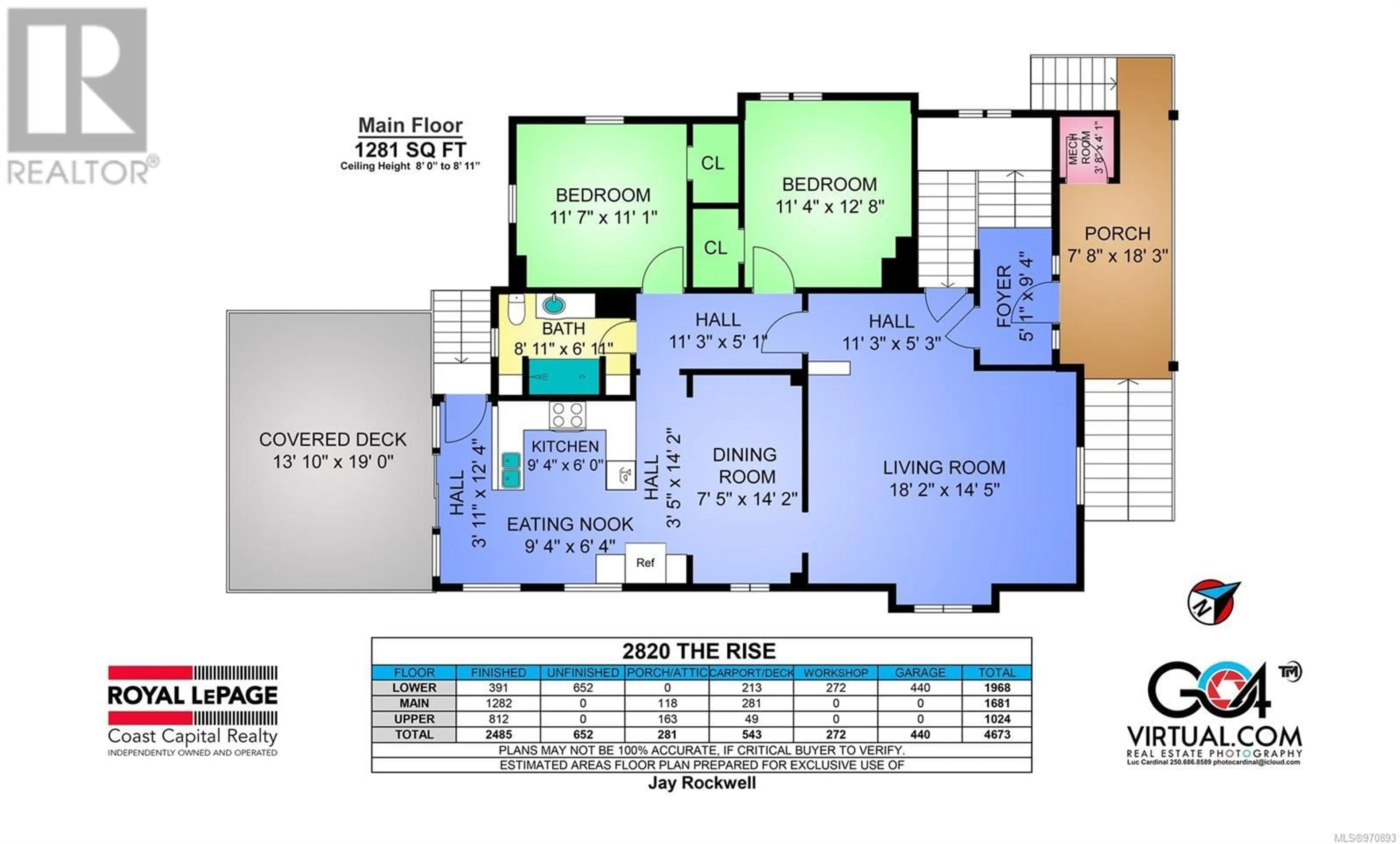 Floor plan for 2820 The Rise Rise, Victoria British Columbia V8T3T5