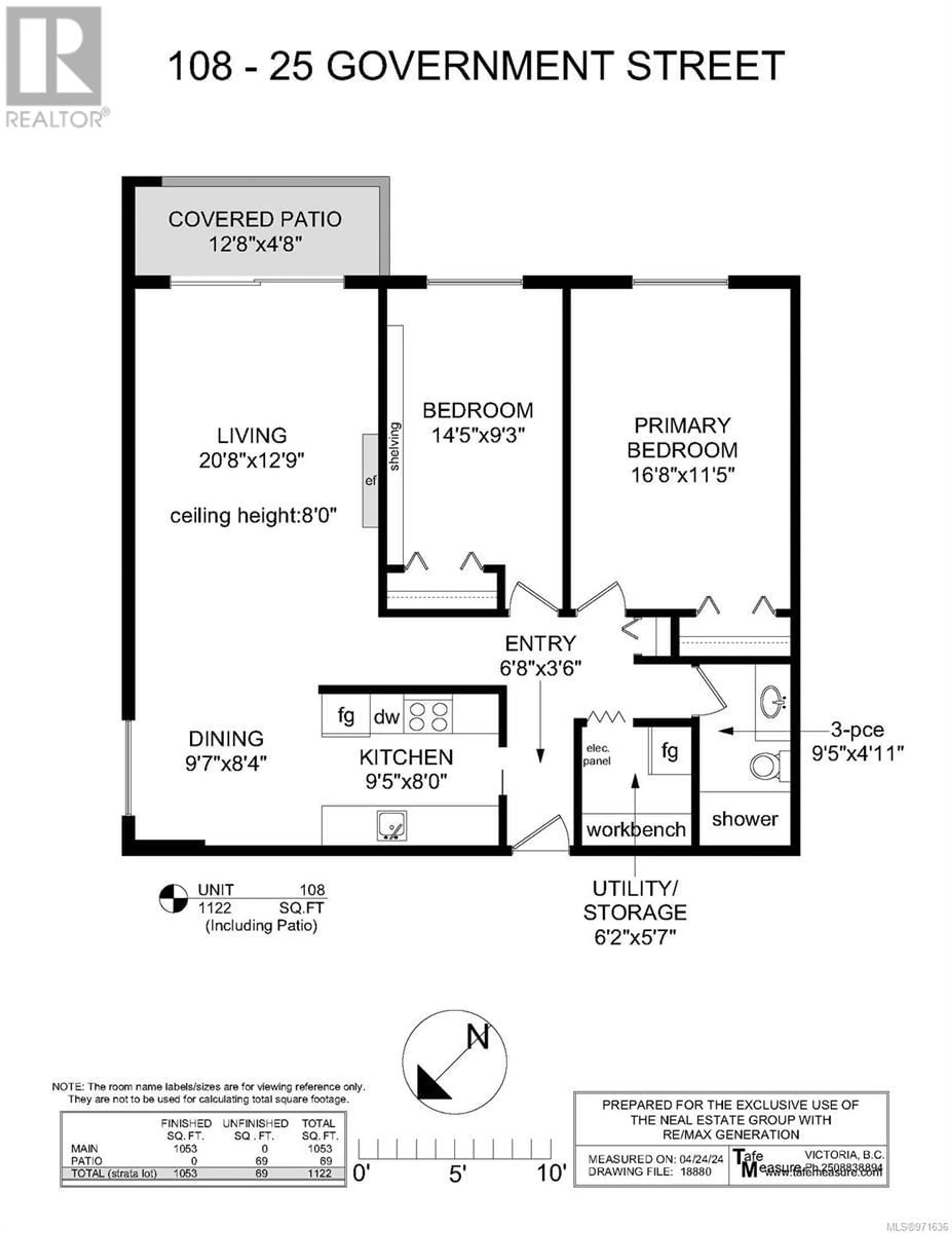 Floor plan for 108 25 Government St, Victoria British Columbia V8V2K4