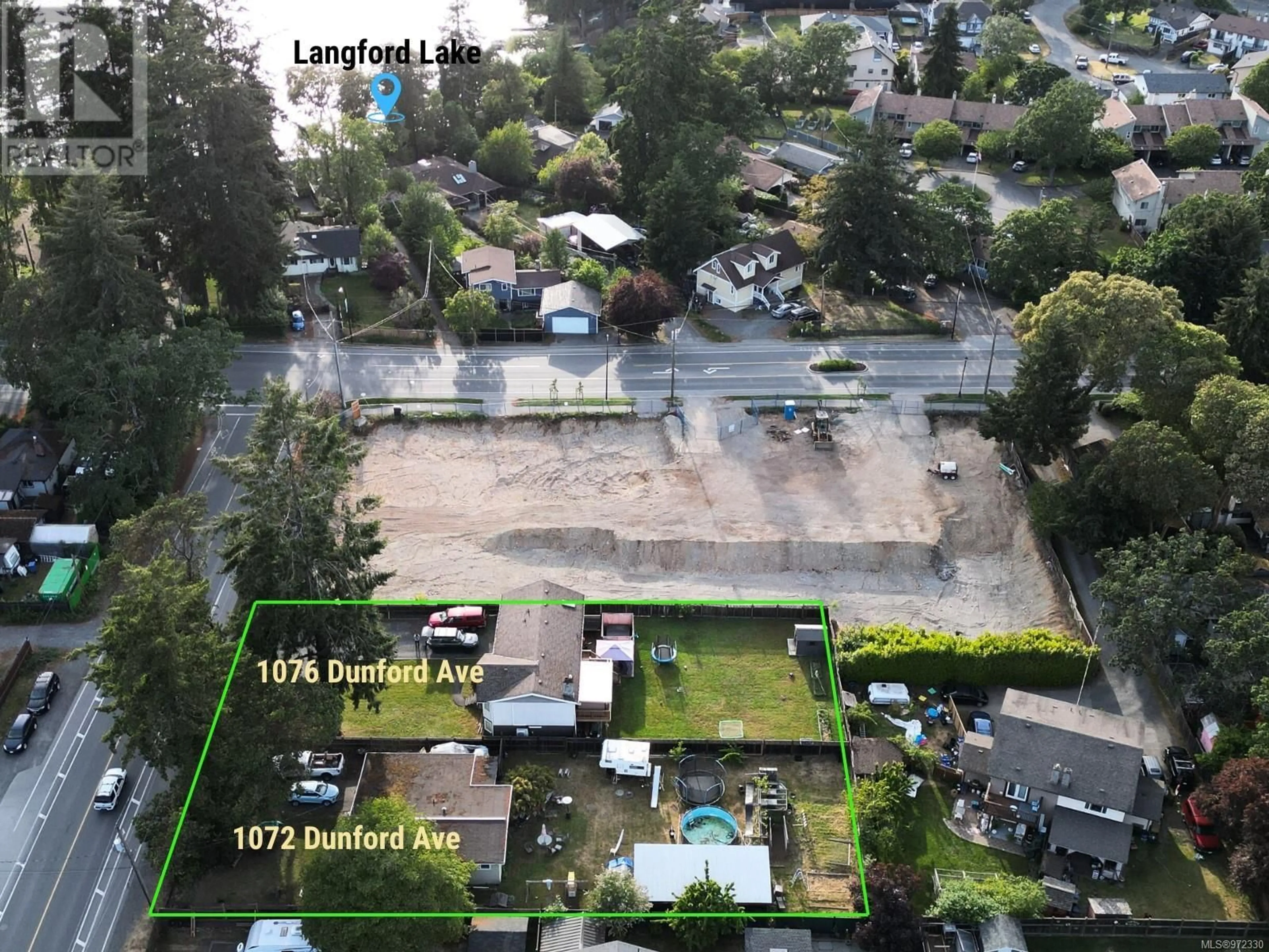 Frontside or backside of a home, the street view for 1072 Dunford Ave, Langford British Columbia V9B2S5