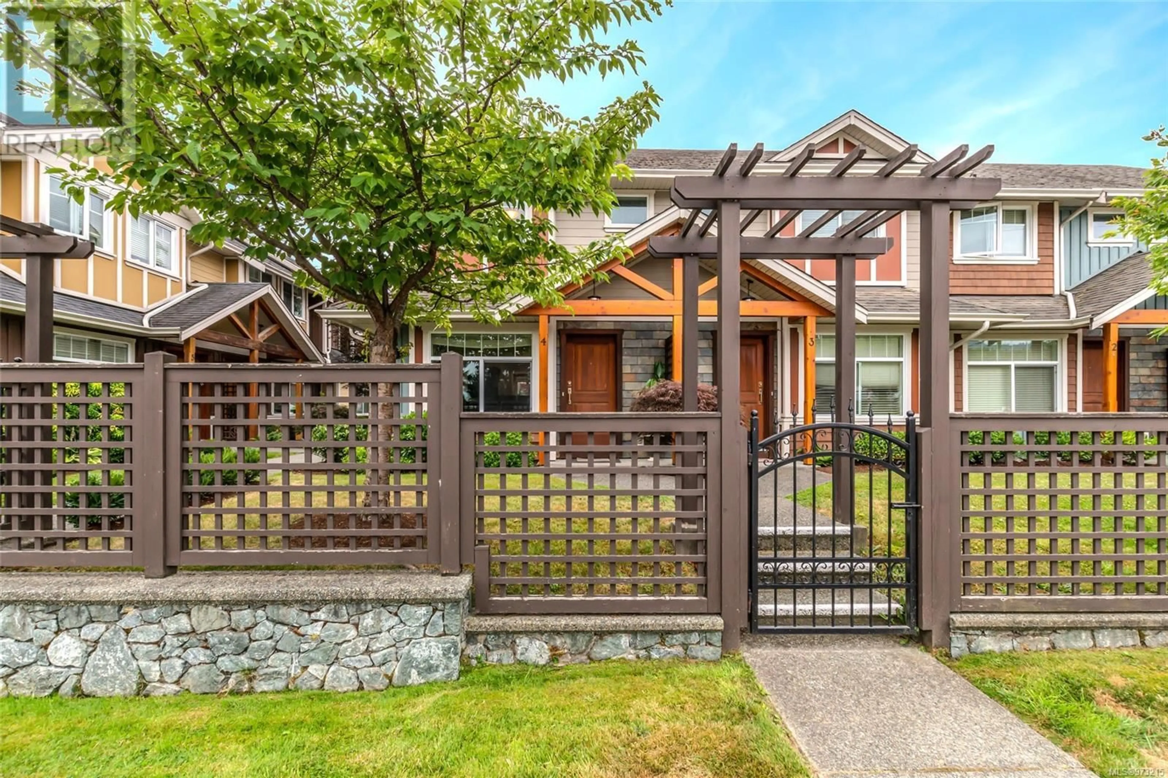 A pic from exterior of the house or condo, the fenced backyard for 4 3050 Sherman Rd, Duncan British Columbia V9L0E4