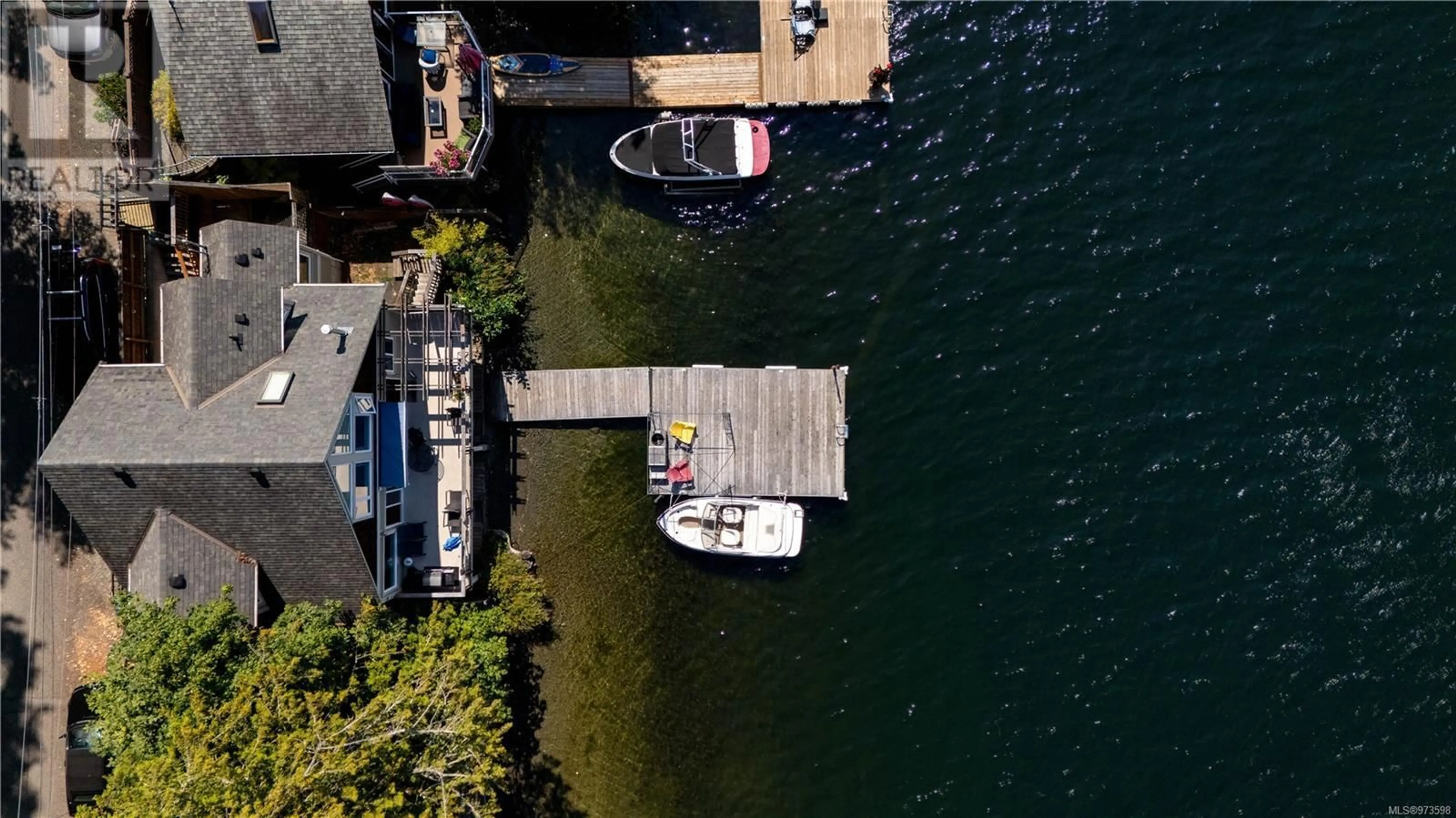 A pic from outside/outdoor area/front of a property/back of a property/a pic from drone, water/lake/river/ocean view for 2278 Shawnigan Lake Rd, Shawnigan Lake British Columbia V0R2W5