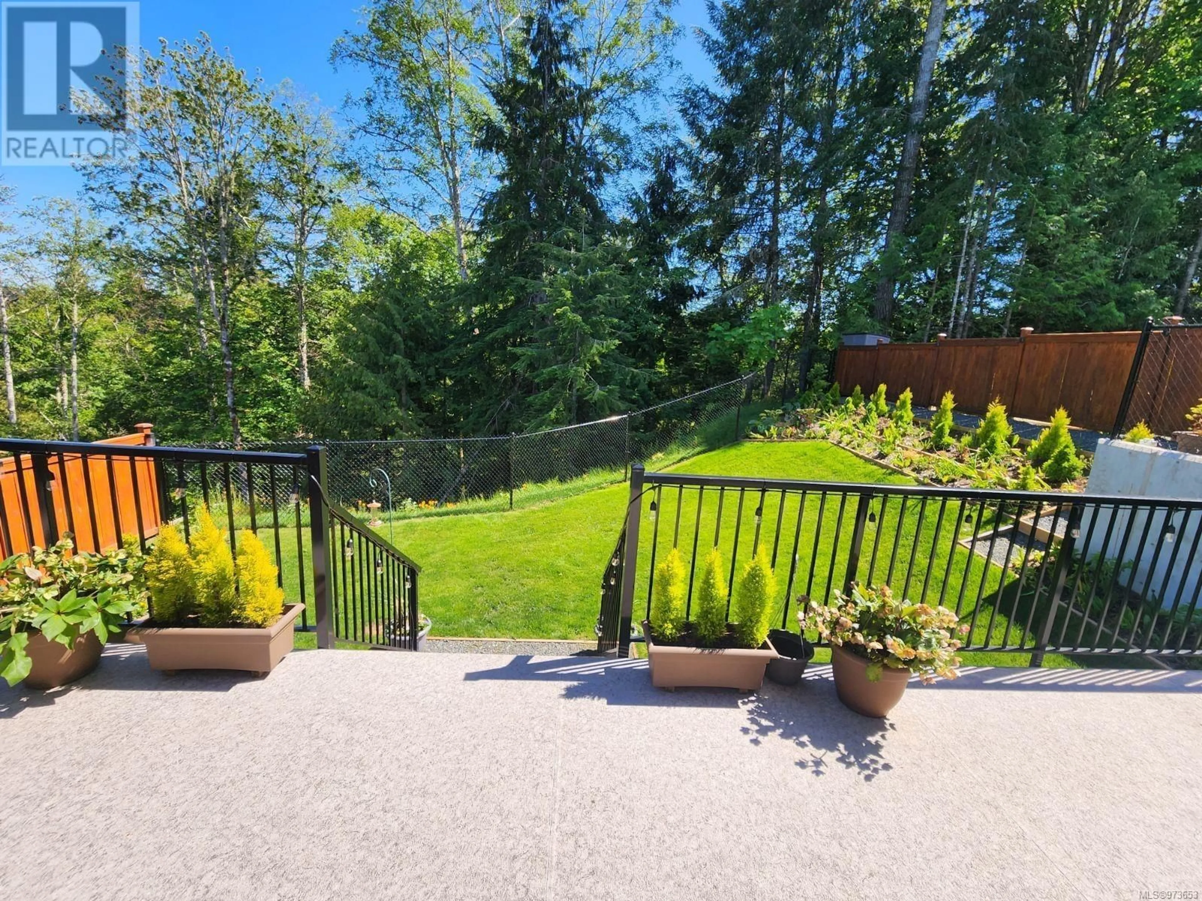 Patio, the fenced backyard for 6427 Hopkins Crt, Sooke British Columbia V9Z1P6