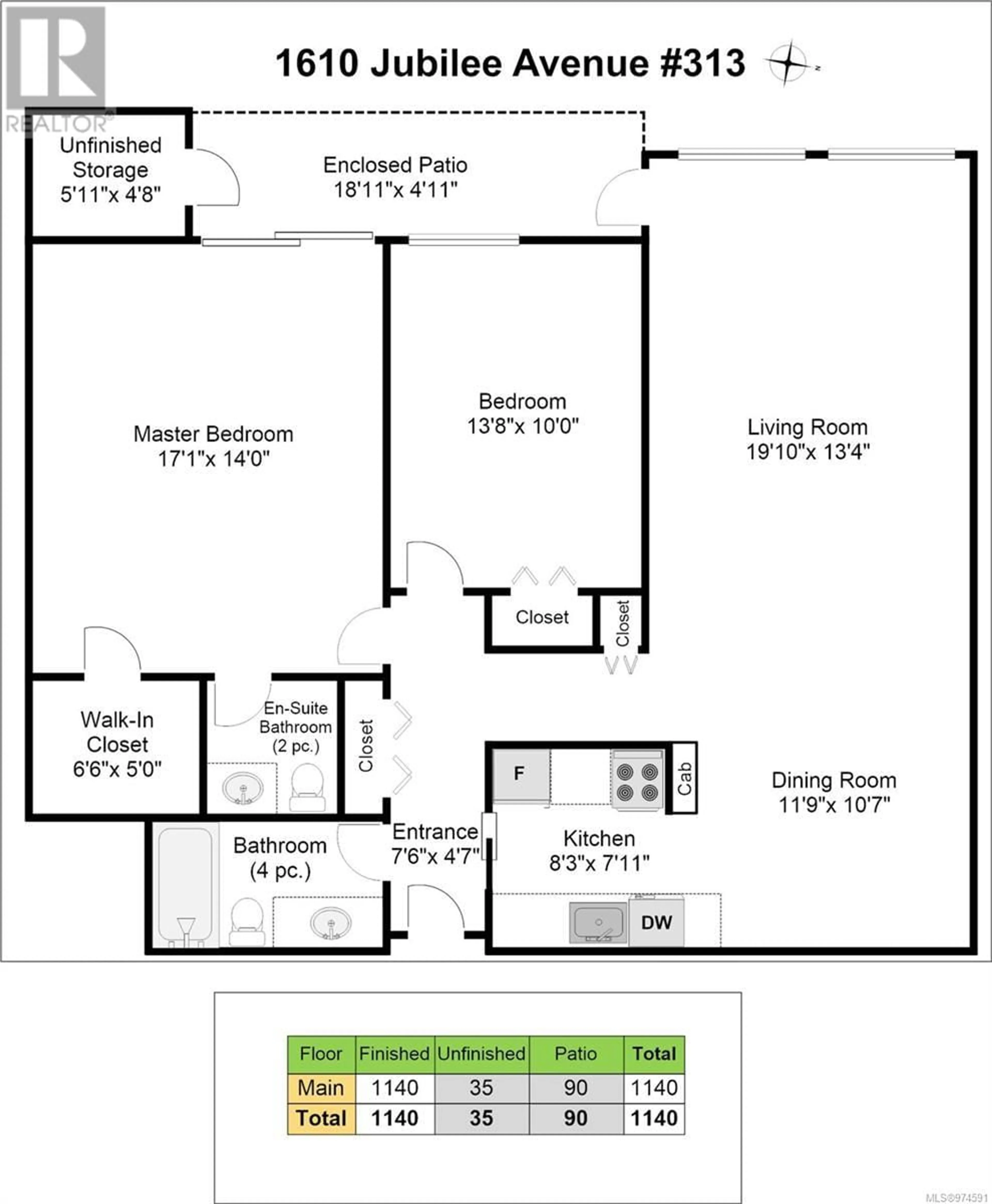 Floor plan for 313 1610 Jubilee Ave, Victoria British Columbia V8R6P3