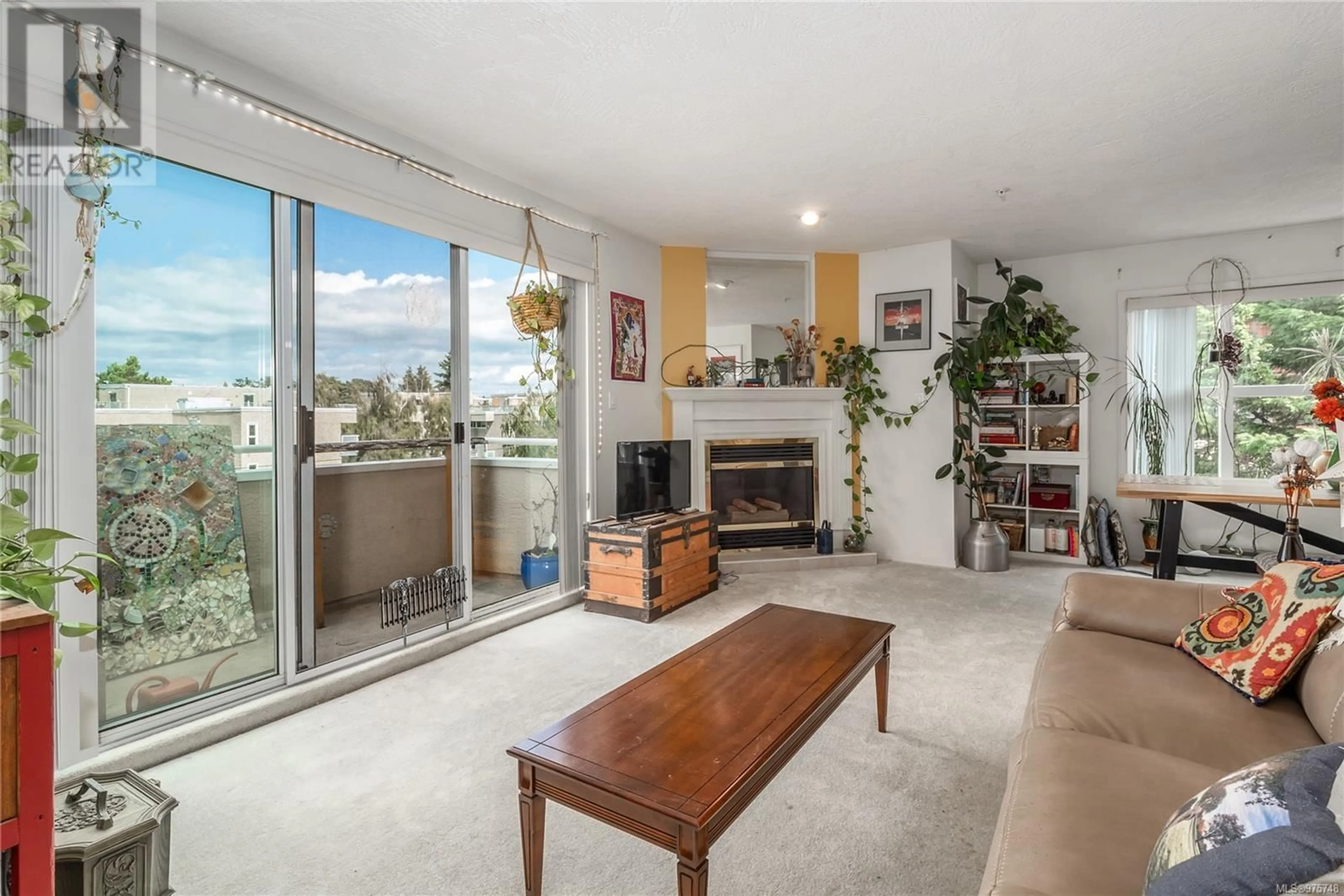 Living room, carpet floors for 404 1361 Hillside Ave, Victoria British Columbia V8T2B3