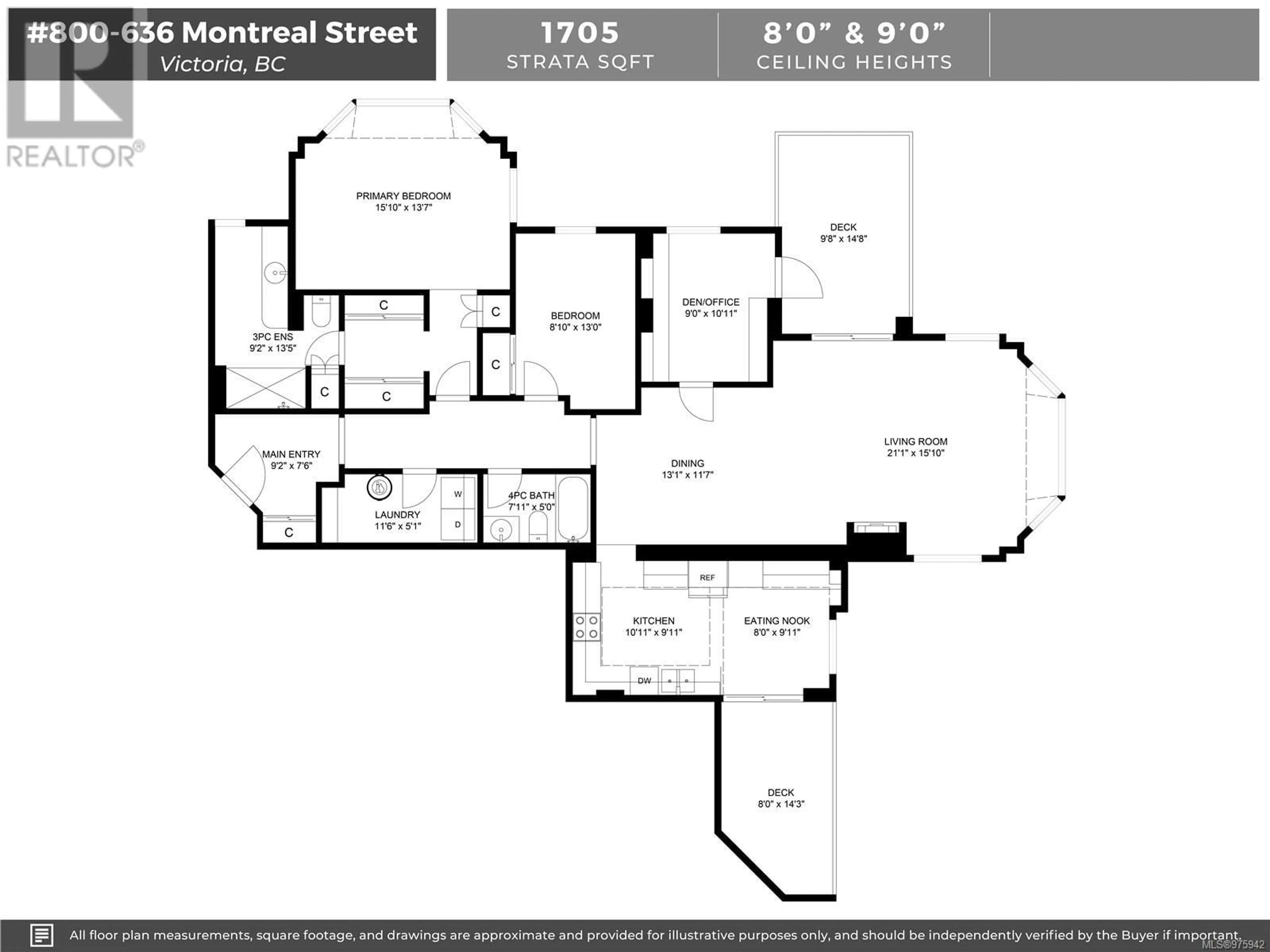 Floor plan for 800 636 Montreal St, Victoria British Columbia V8V4Y1