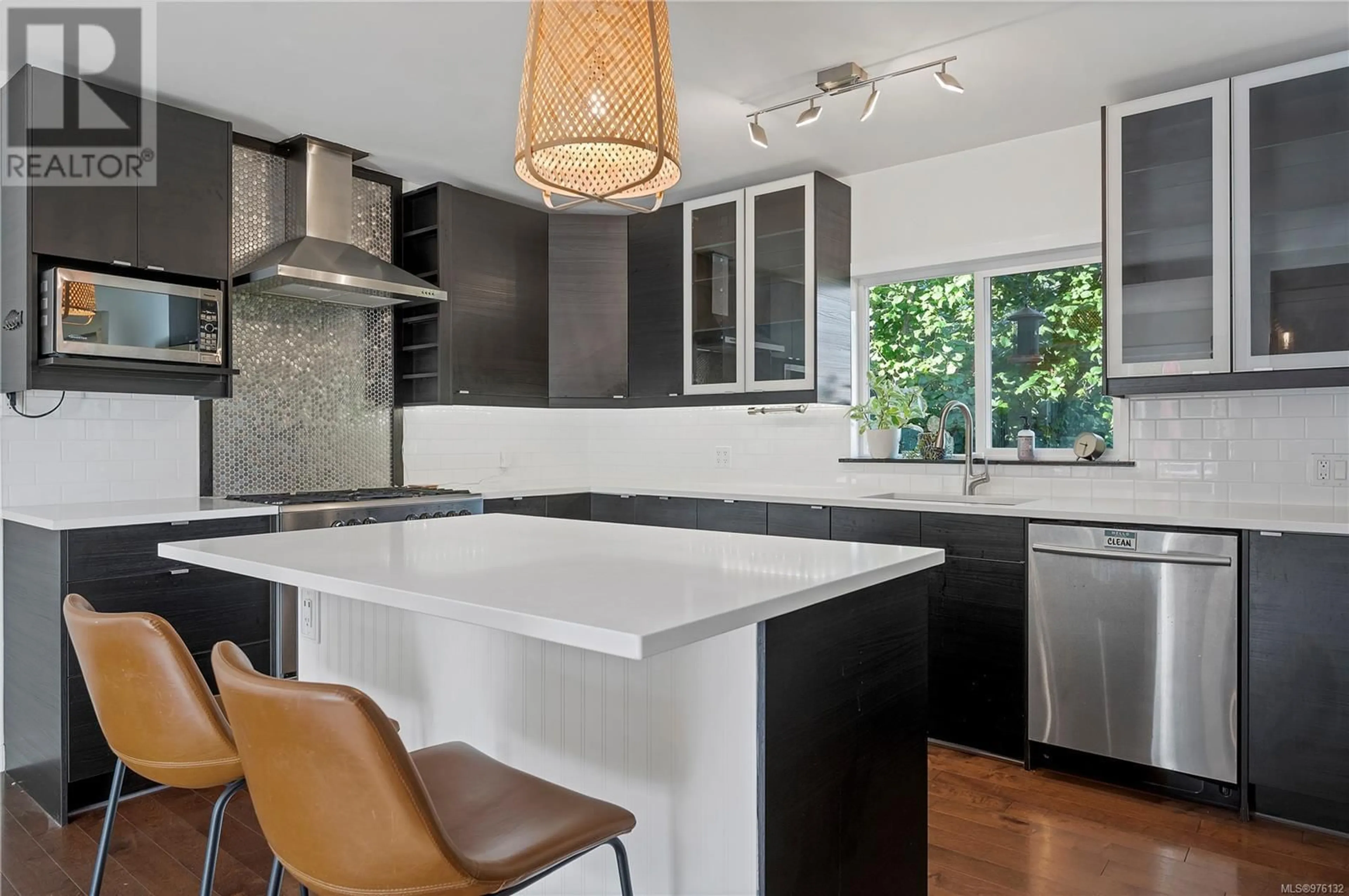 Contemporary kitchen, wood floors, cottage for 181 Petersen Rd S, Campbell River British Columbia V9W3G8