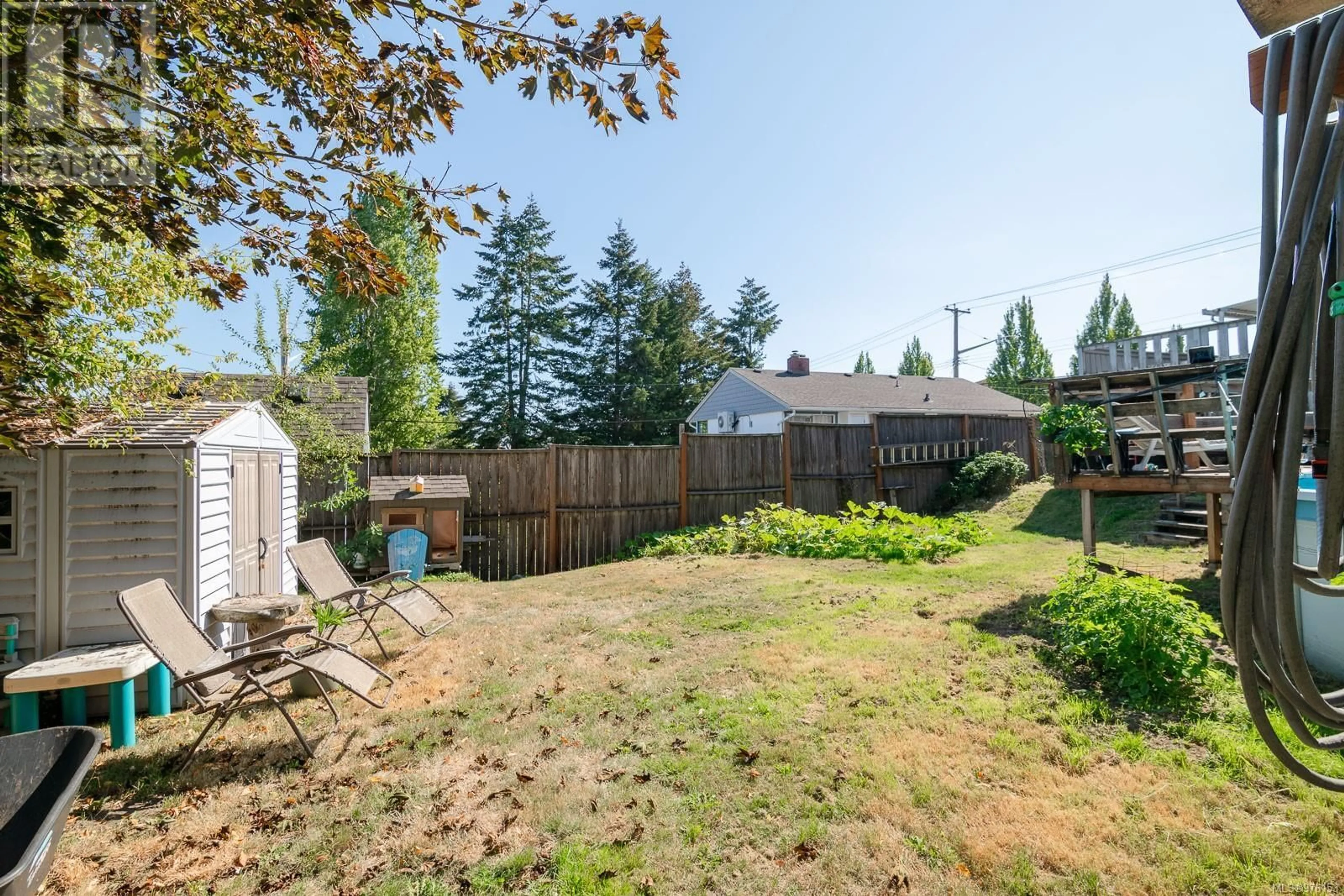 Patio, the fenced backyard for 1222 Nelson St, Nanaimo British Columbia V9S2K5