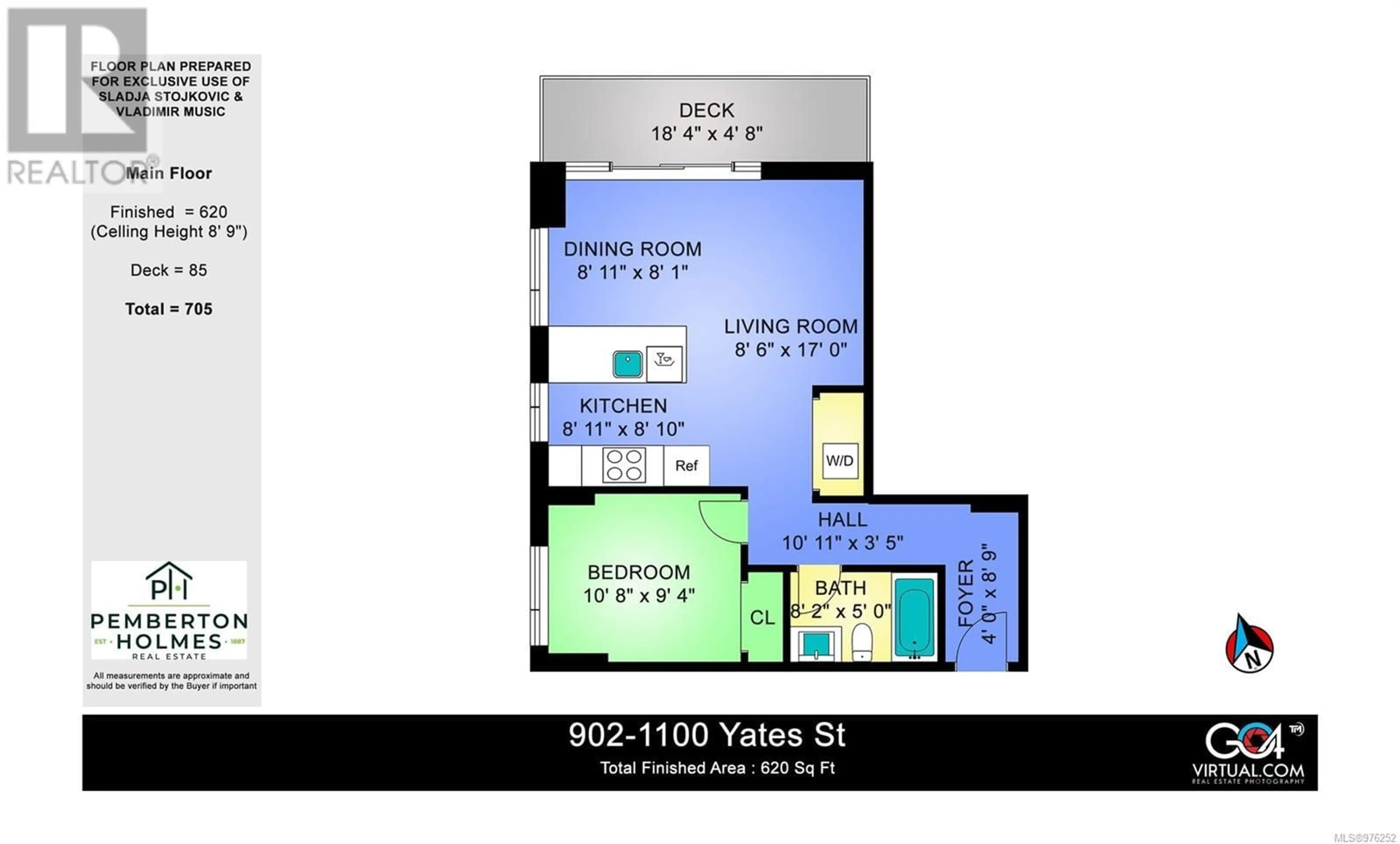 Floor plan for 902 1100 Yates St, Victoria British Columbia V8V3M8