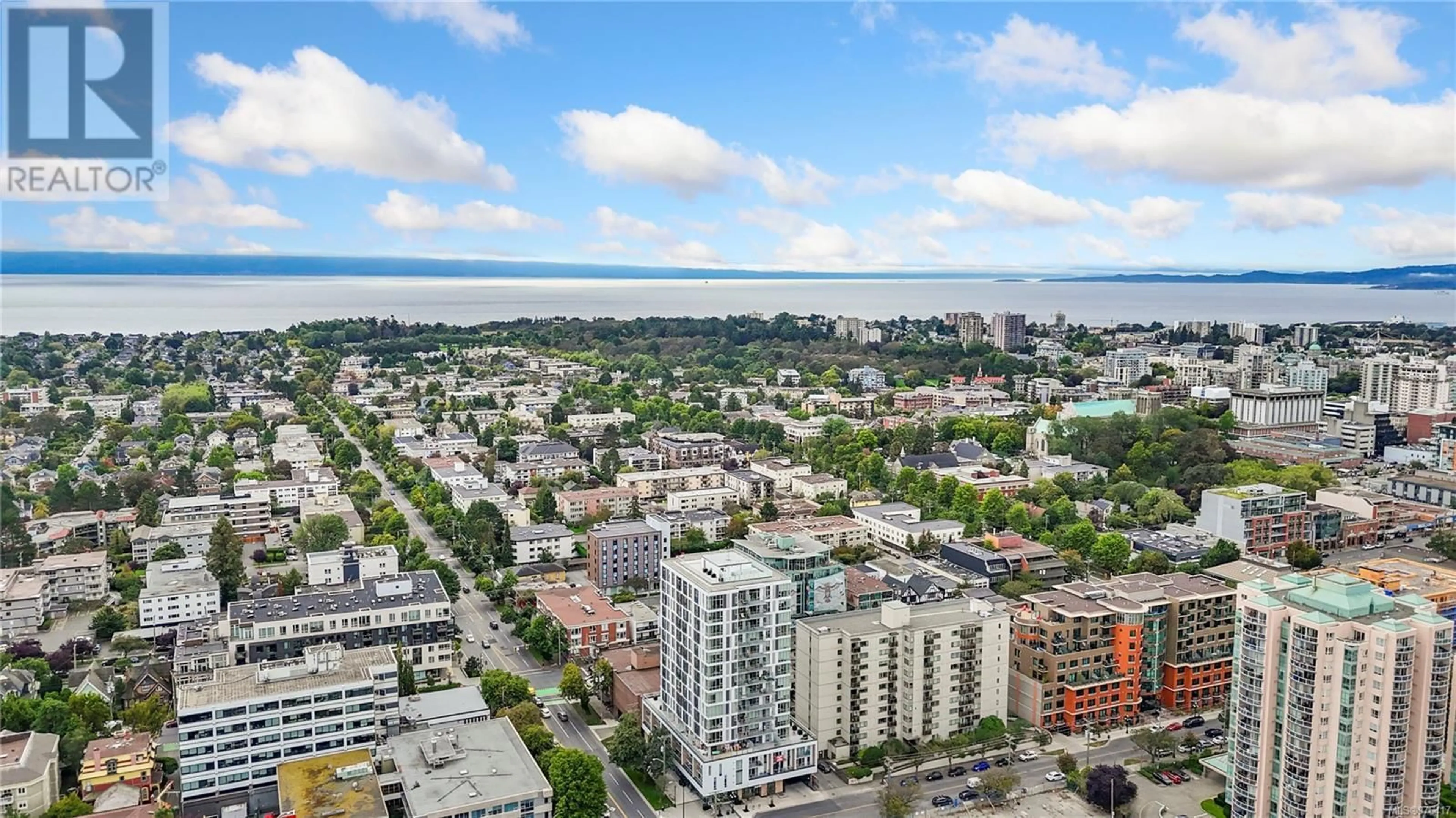 A pic from exterior of the house or condo, the view of city buildings for 1503 1150 Cook St, Victoria British Columbia V8V3Z9