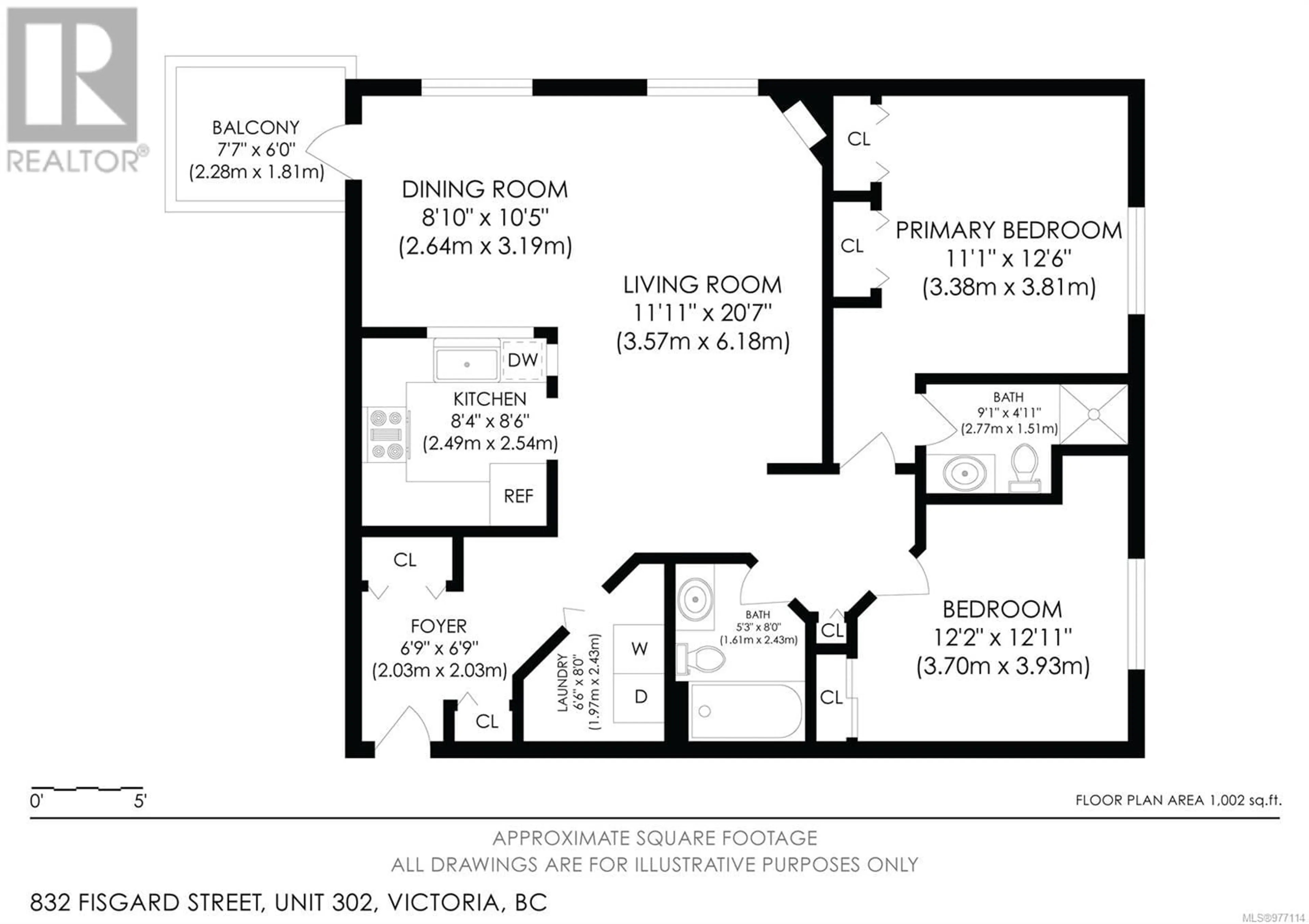 Floor plan for 302 832 Fisgard St, Victoria British Columbia V8W1S1