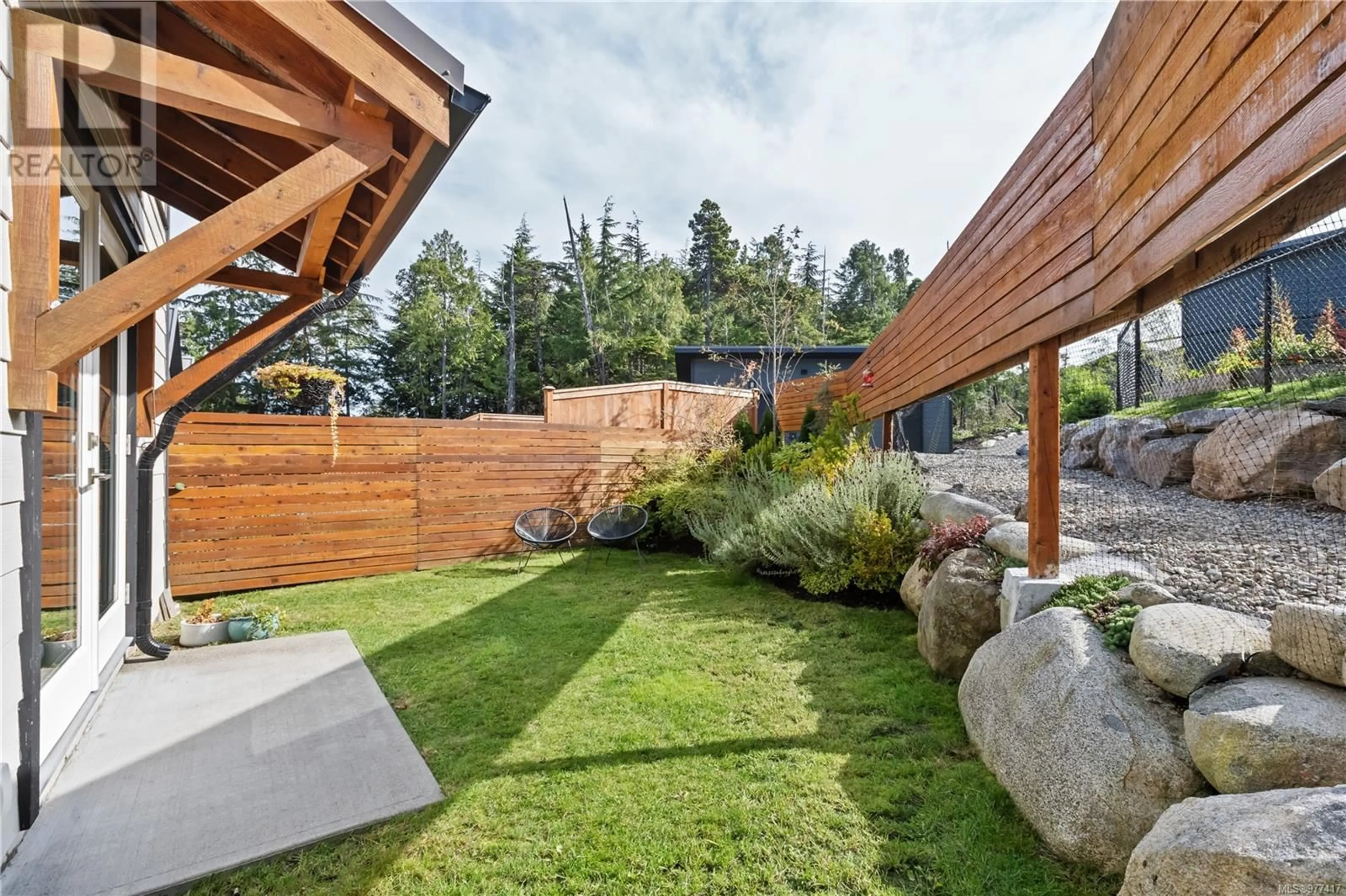 Patio, the fenced backyard for 5 1782 St. Jacques Blvd, Ucluelet British Columbia V0R3A0