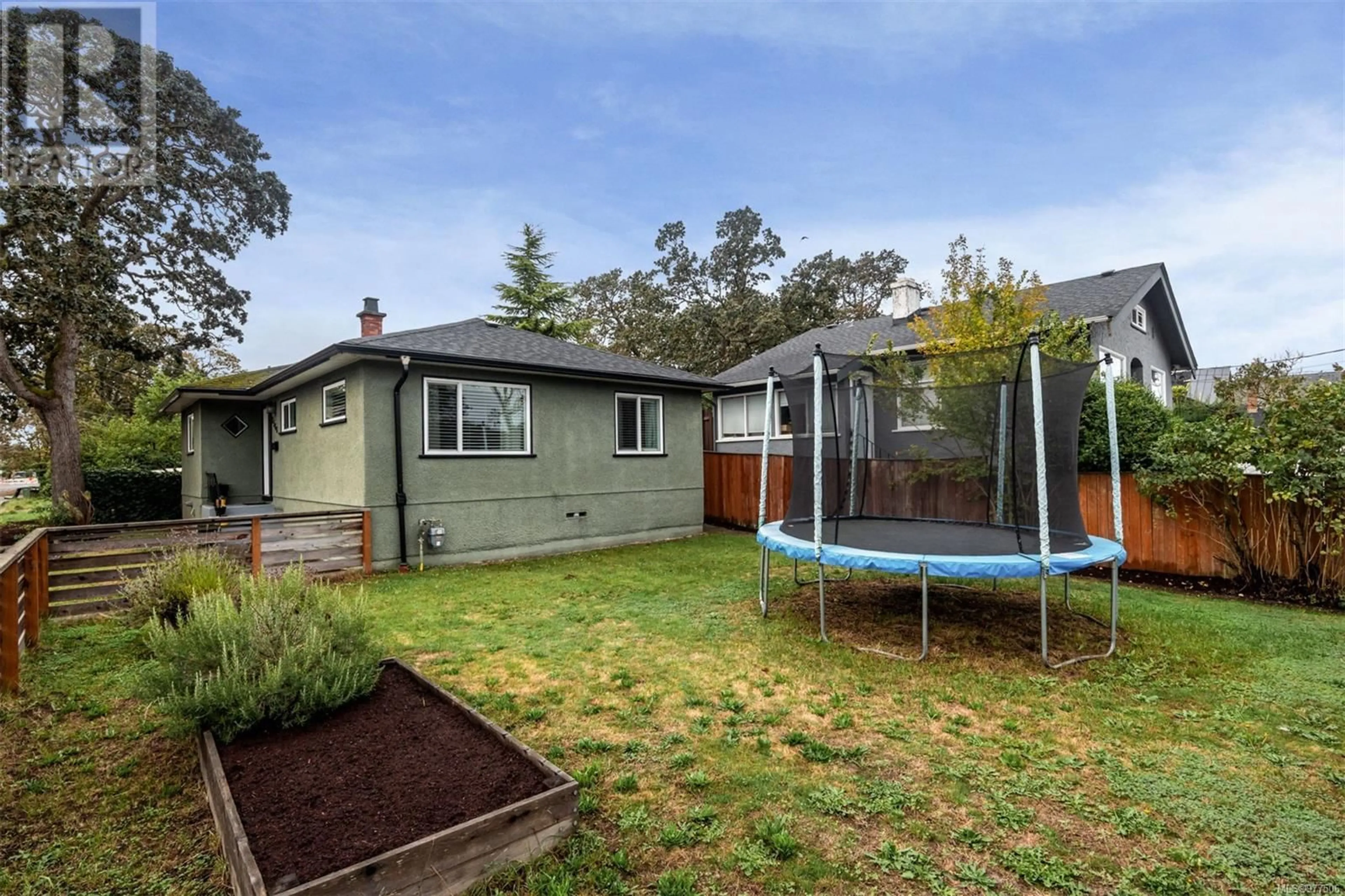 Patio, the fenced backyard for 2566 Shelbourne St, Victoria British Columbia V8R4L5