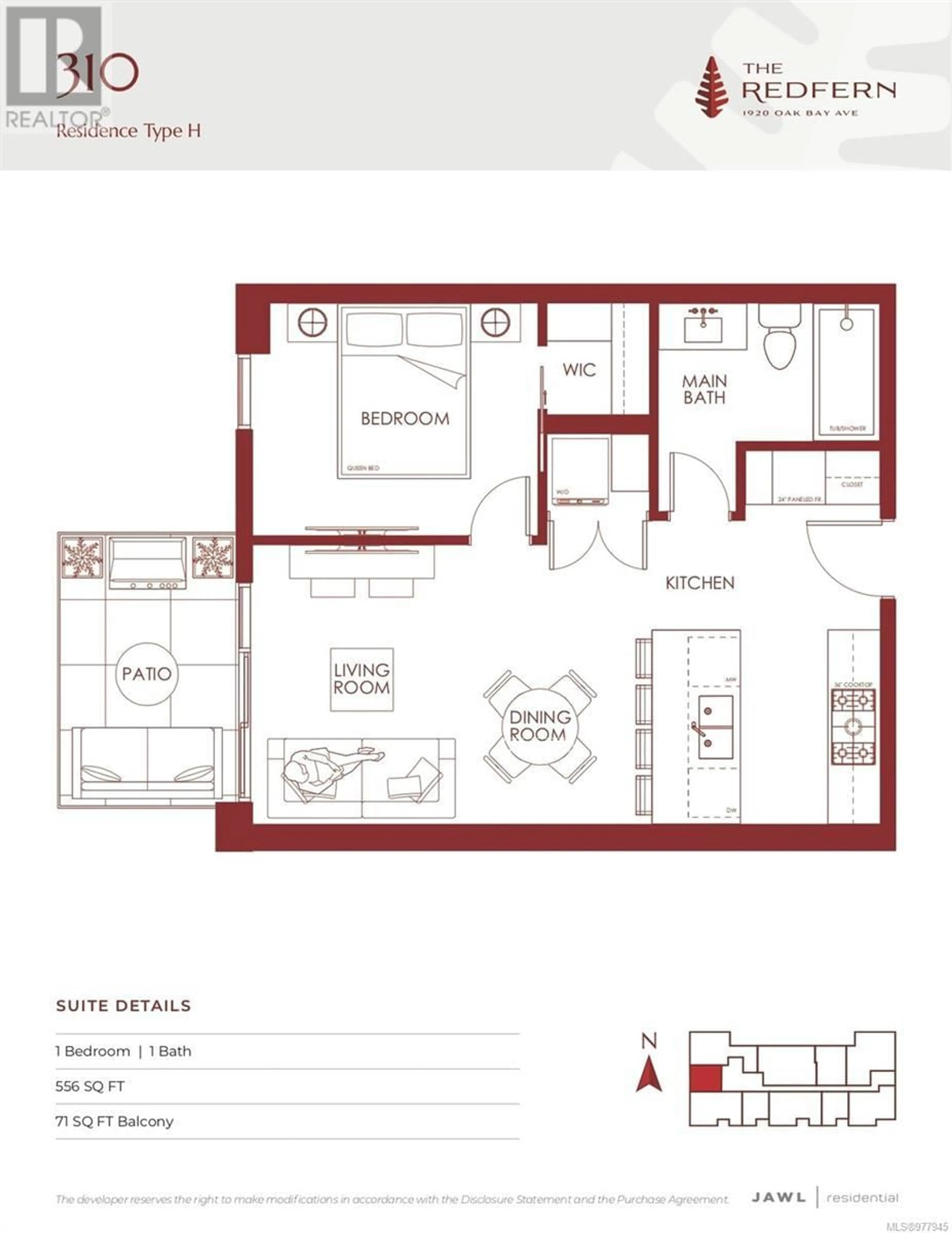 Floor plan for 310 1916 Oak Bay Ave, Victoria British Columbia V8R0B1