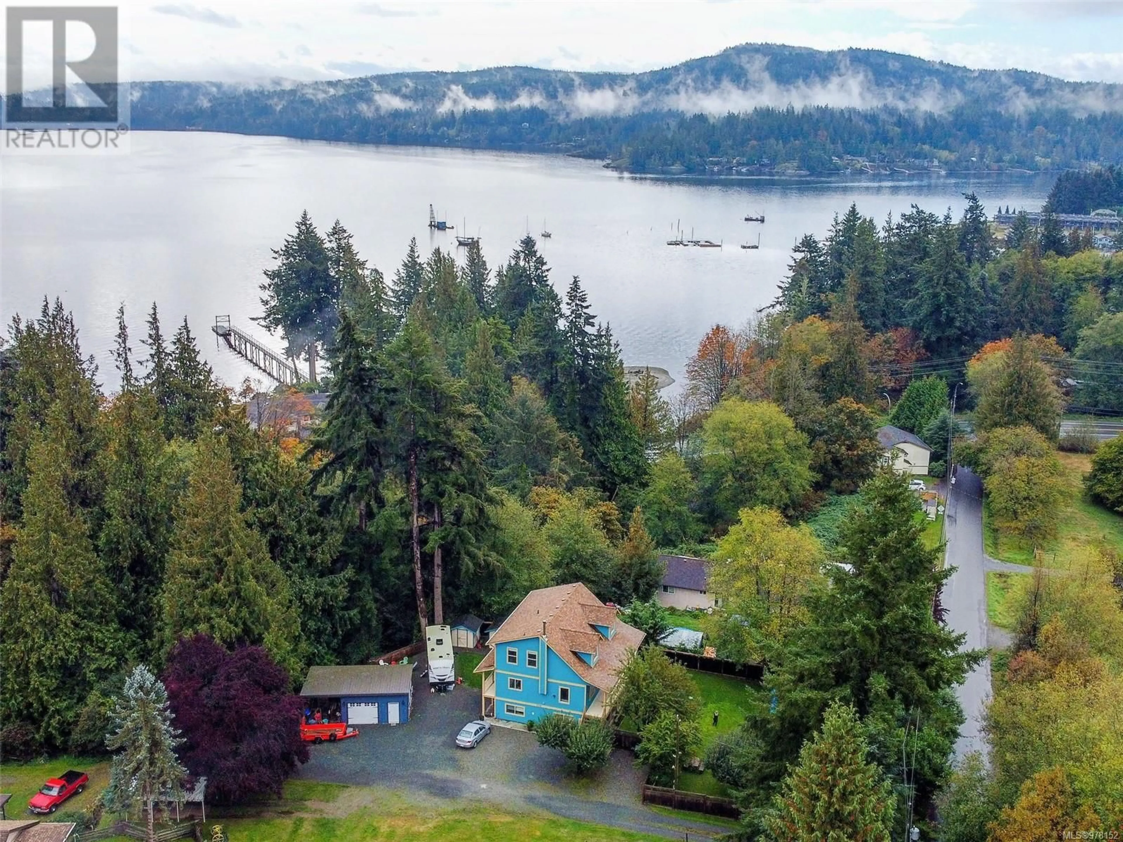 A pic from outside/outdoor area/front of a property/back of a property/a pic from drone, water/lake/river/ocean view for 2105 Parkland Rd, Sooke British Columbia V9Z0G6