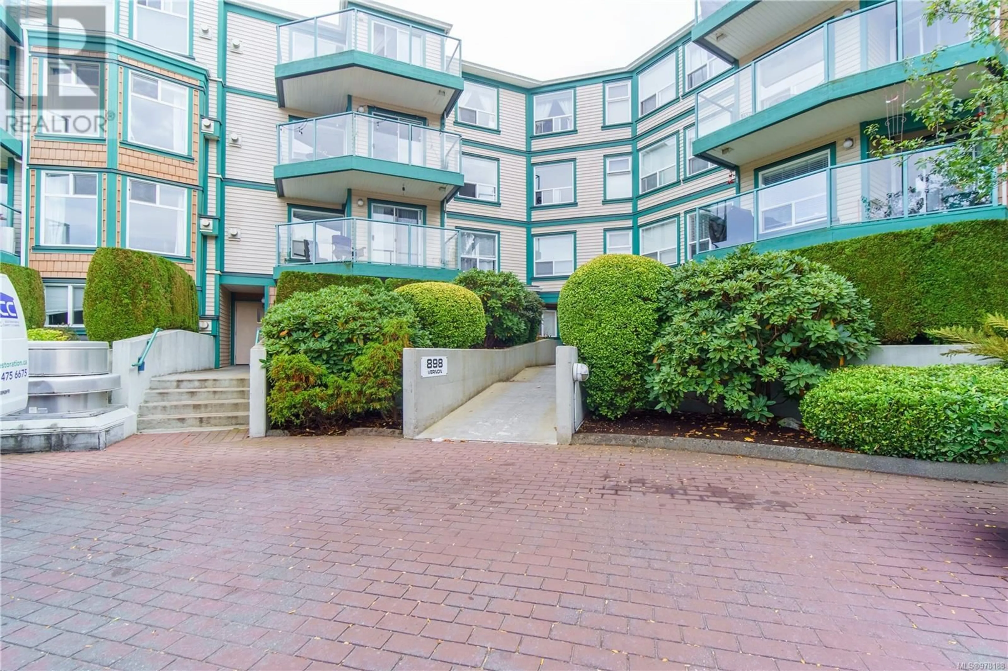 A pic from exterior of the house or condo, the street view for 409 898 Vernon Ave, Saanich British Columbia V8X2W6