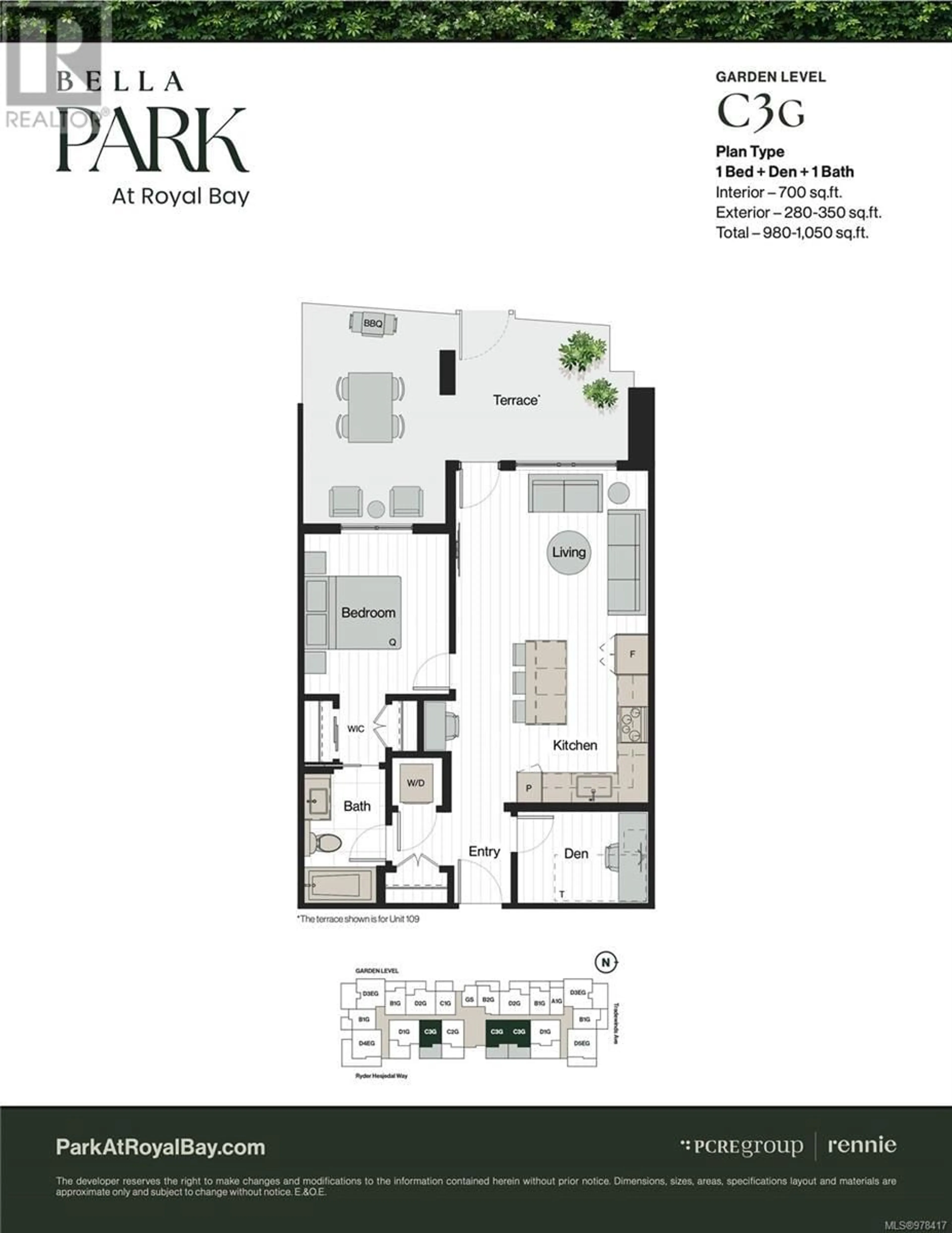 Floor plan for 107 3582 Ryder Hesjedal Way, Colwood British Columbia V9C0J6