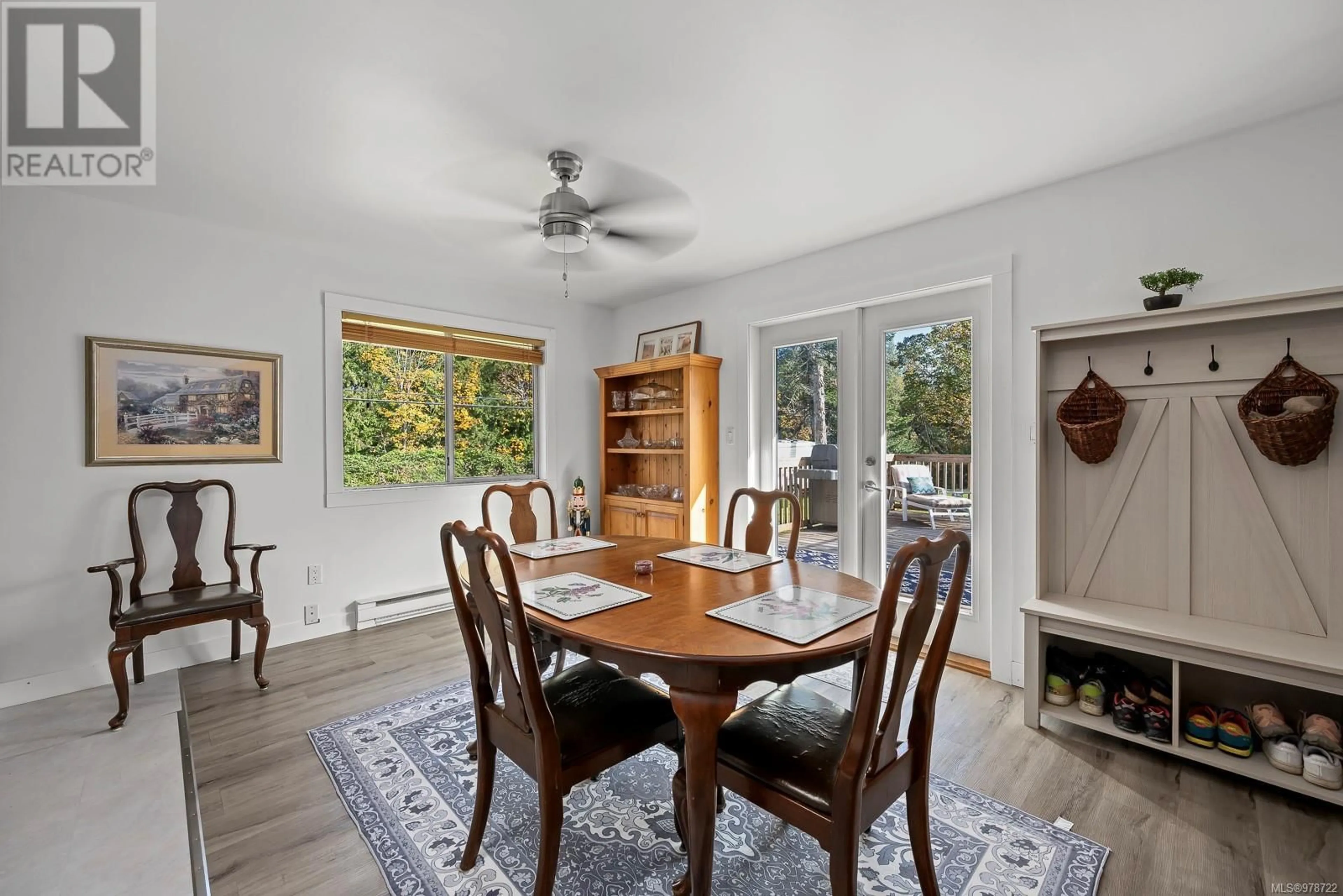 Dining room, wood floors, cottage for 65 Islewood Dr, Bowser British Columbia V0R1G0