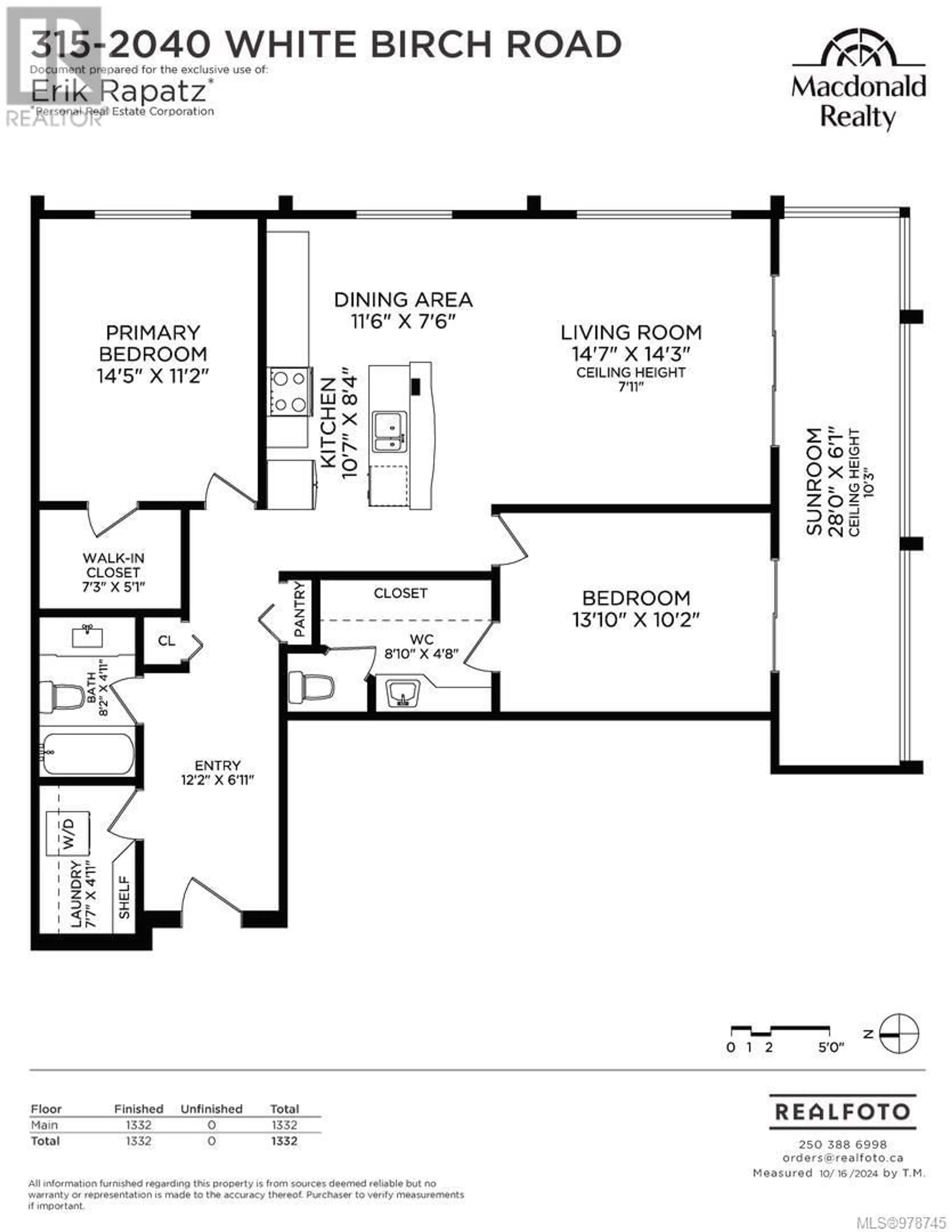 Floor plan for 315 2040 White Birch Rd, Sidney British Columbia V8L2R1