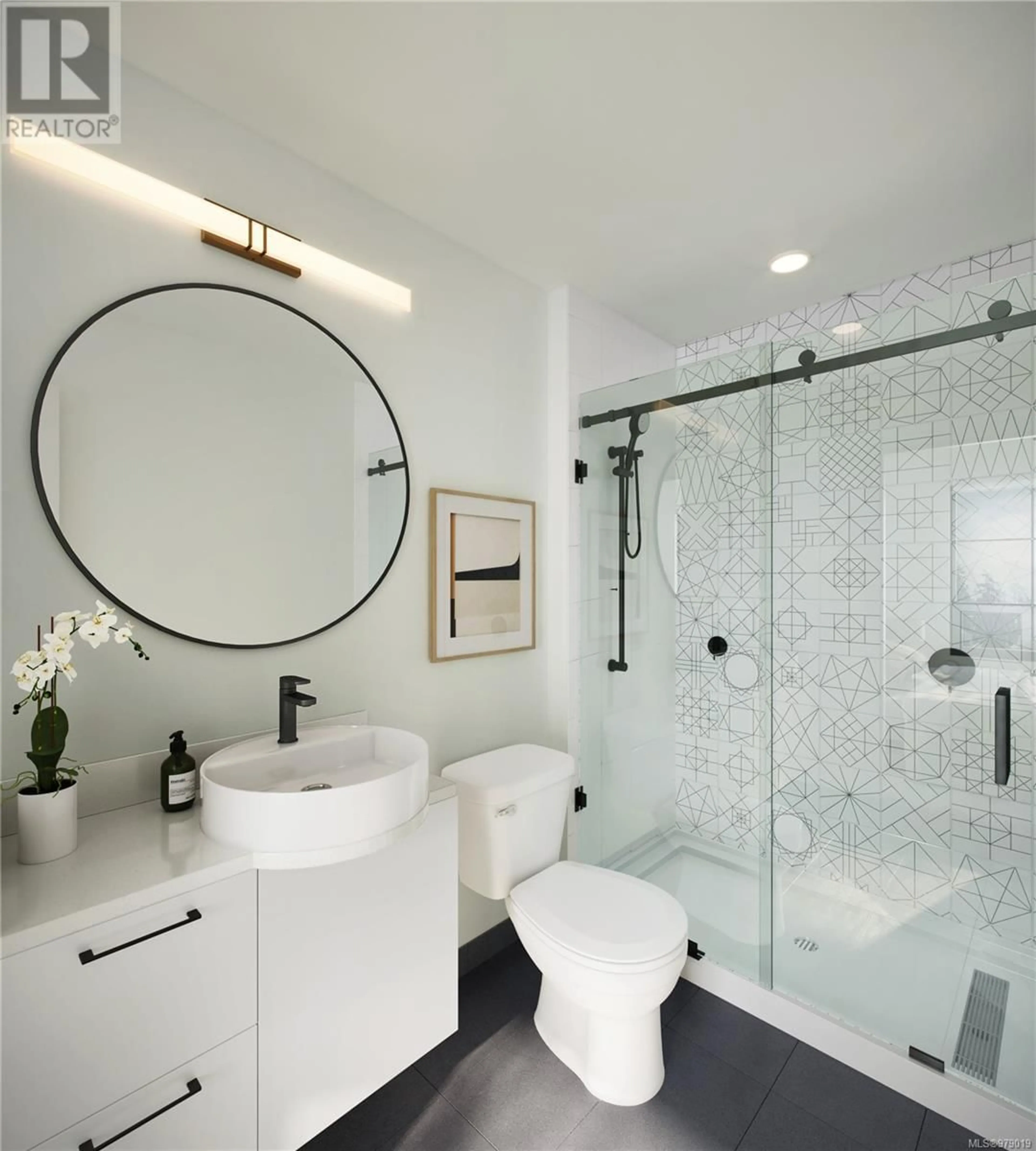 Contemporary bathroom, ceramic floors for 411 1075 Tillicum Rd, Esquimalt British Columbia V9A2A4