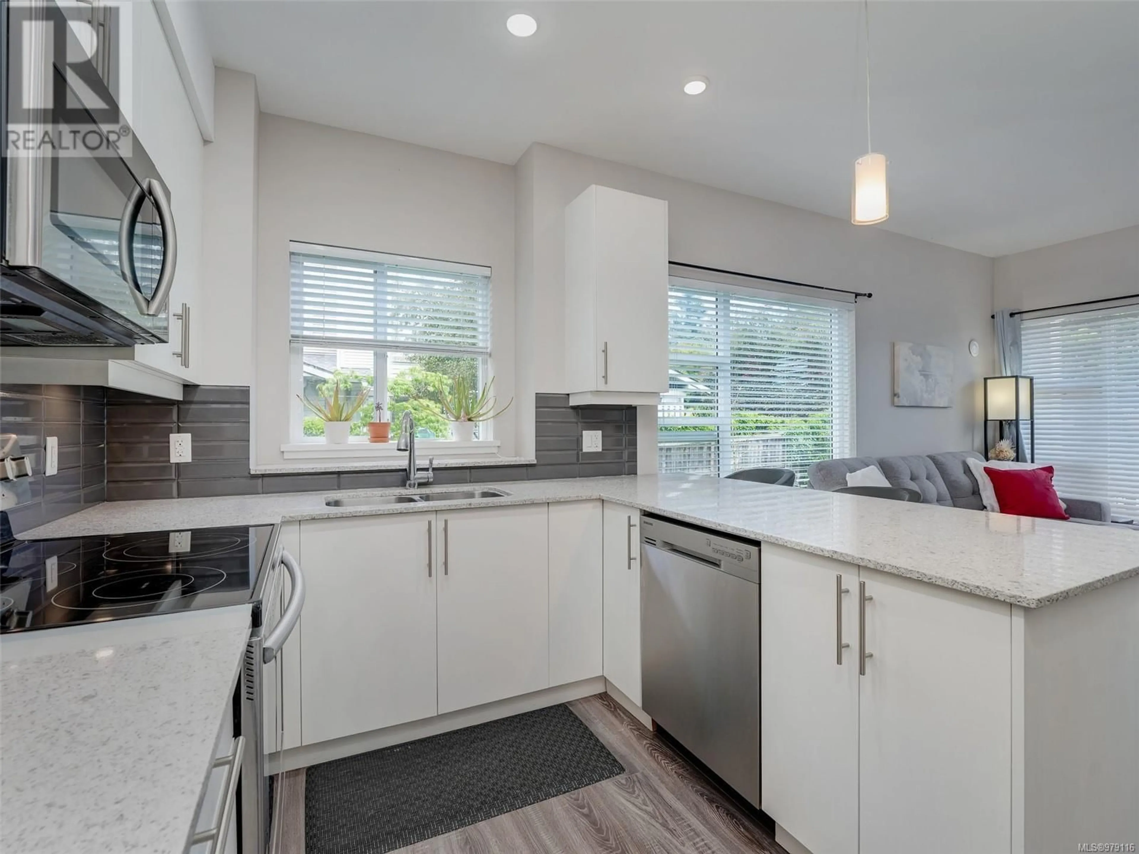 Open concept kitchen for 303 1018 Inverness Rd, Saanich British Columbia V8X2S1